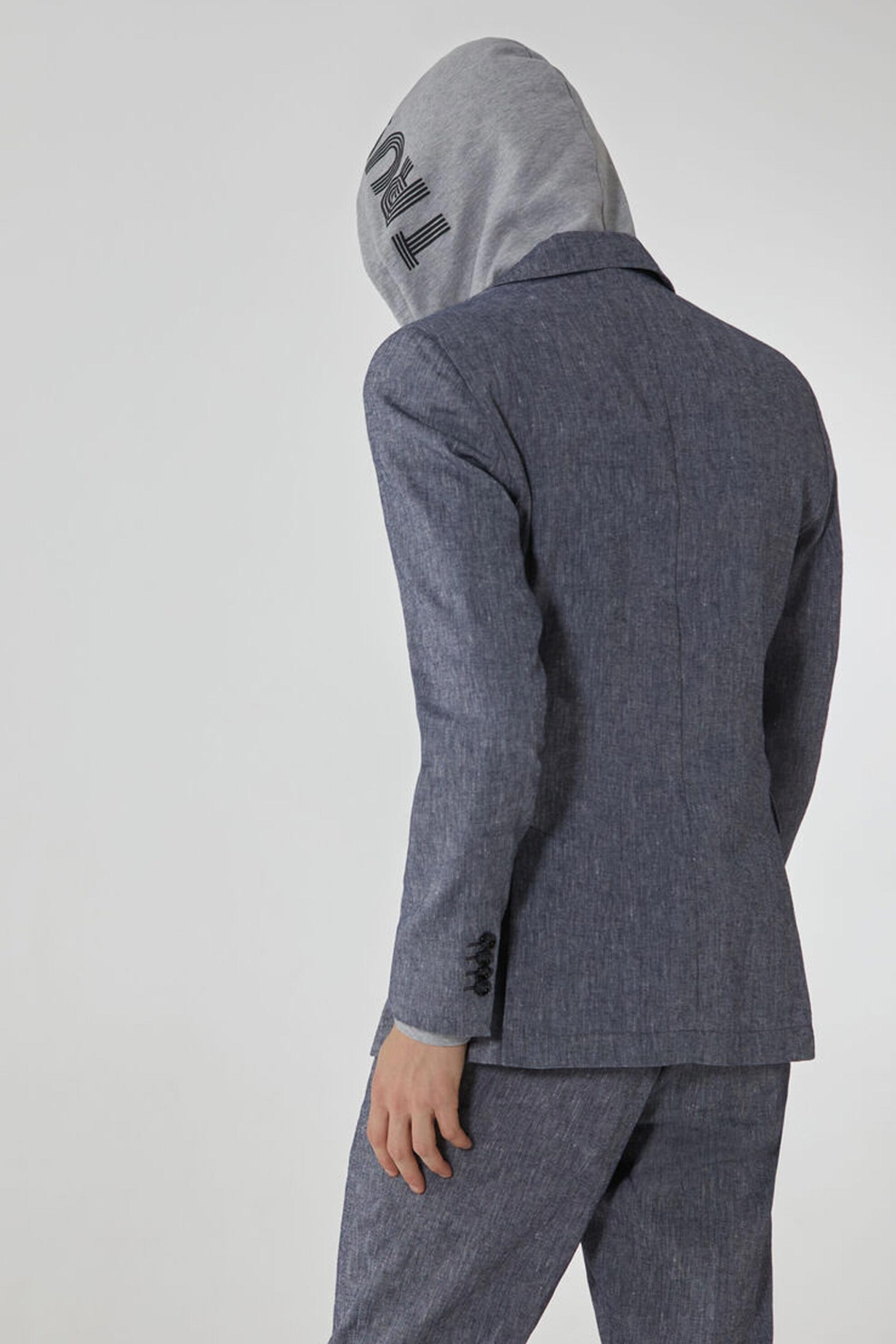 Trussardi Jeans ανδρικό casual σακάκι δίκουμπο με τσέπες - 52H00049-1T003579 Ανθρακί φωτογραφία