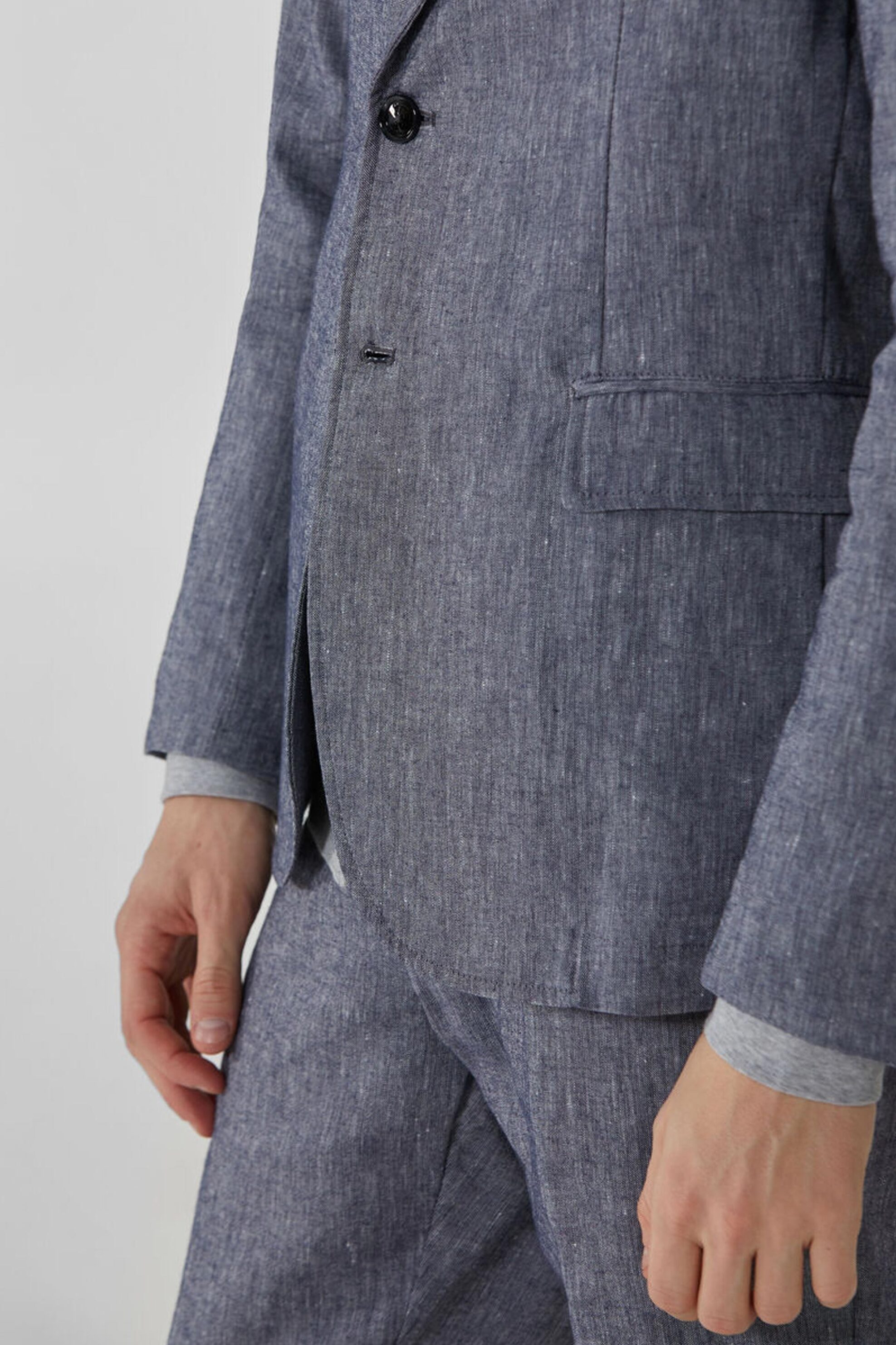 Trussardi Jeans Ανδρικό Casual Σακάκι Δίκουμπο με Τσέπες - 52H00049-1T003579 Ανθρακί