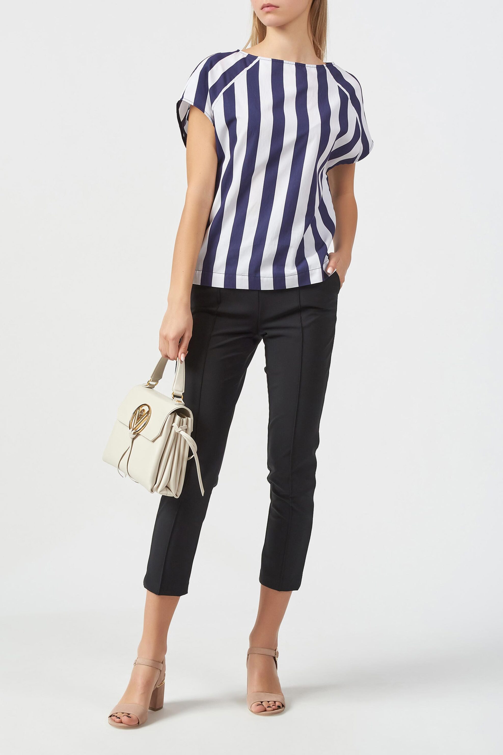 Trussardi Jeans γυναικεία κοντομάνικη μπλούζα με ριγέ σχέδιο - 56C00308-1T003729 Λευκό φωτογραφία