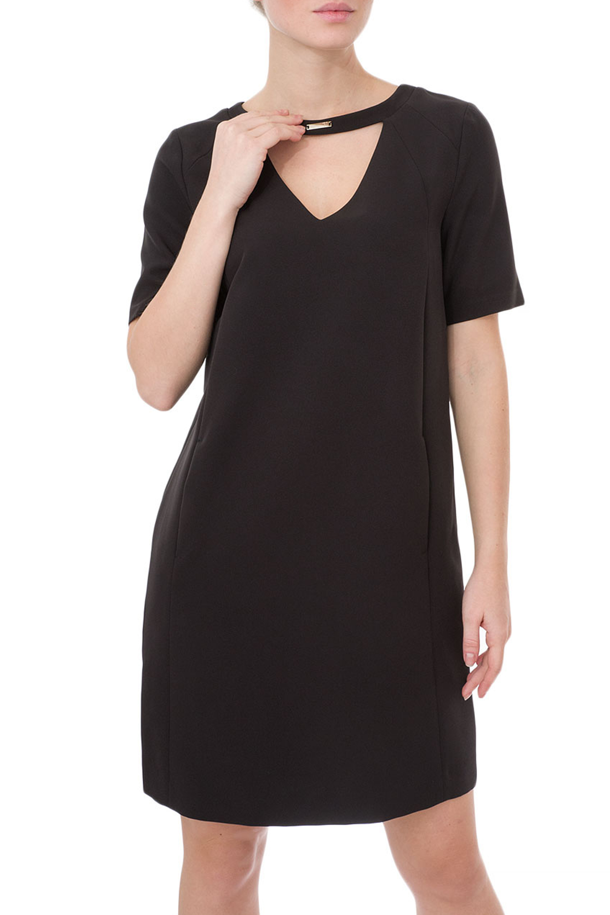 TRUSSARDI BAZAAR Trussardi γυναικείο mini φόρεμα με cut-out λεπτομέρεια - 56D00308-1T002800 Μαύρο