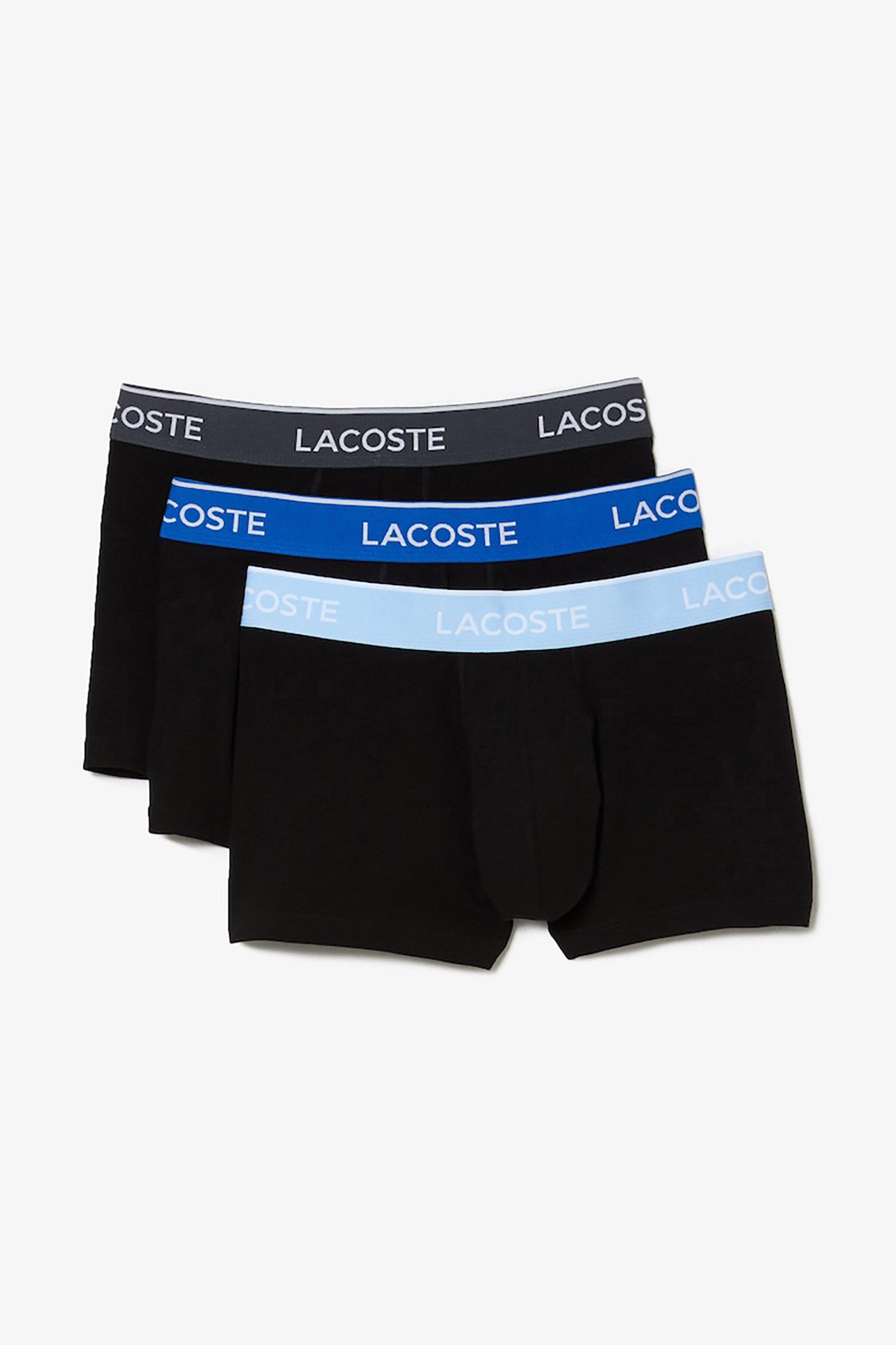 Lacoste σετ 3 εσωρούχων μποξεράκια μονόχρωμα με χρωματιστό λαστιχο - 5H3401 Μαύρο