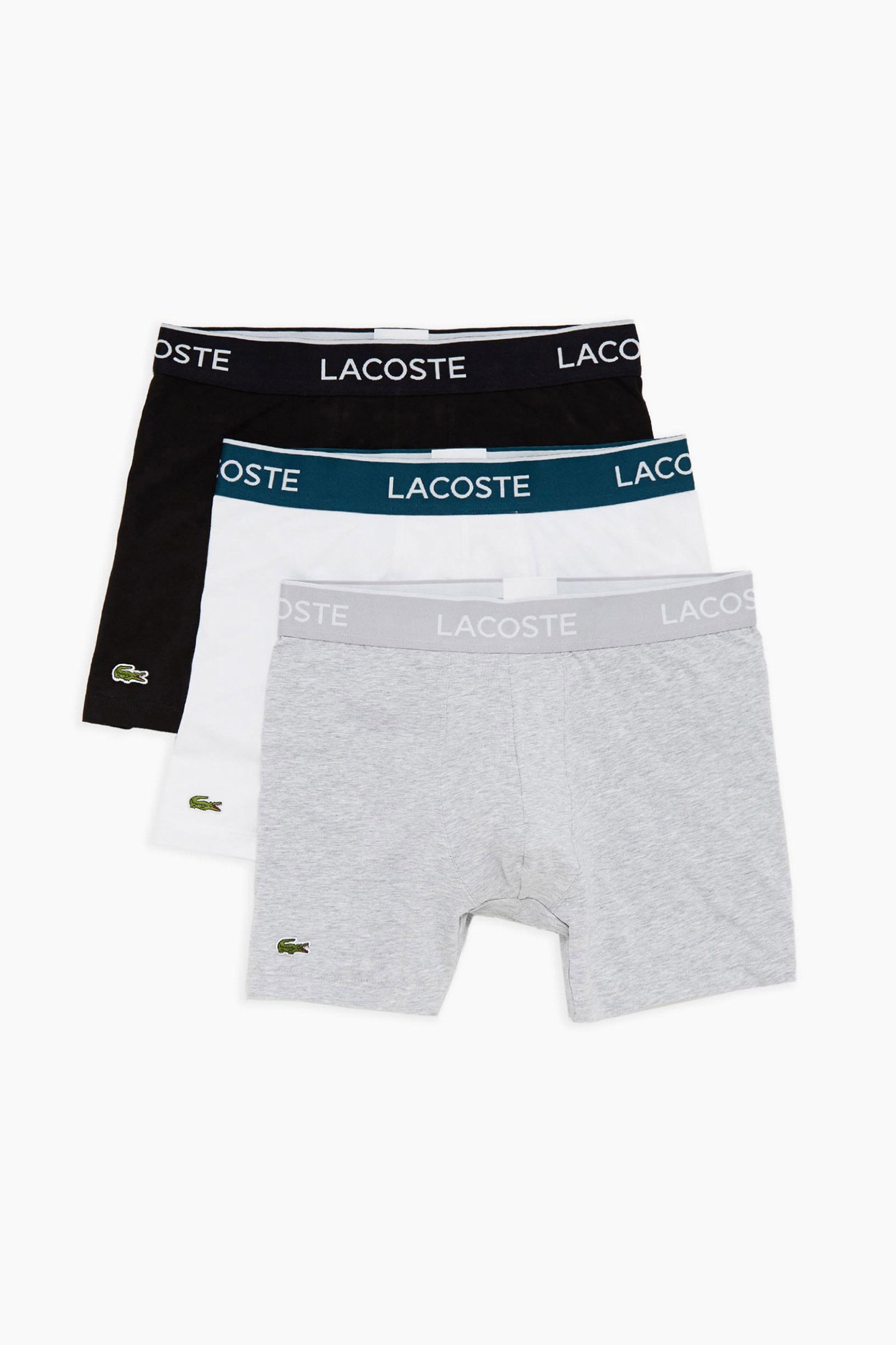 Lacoste σετ ανδρικά εσώρουχα boxer με logo tape στη μέση (3 τεμάχια) - 6H3420 Γκρι