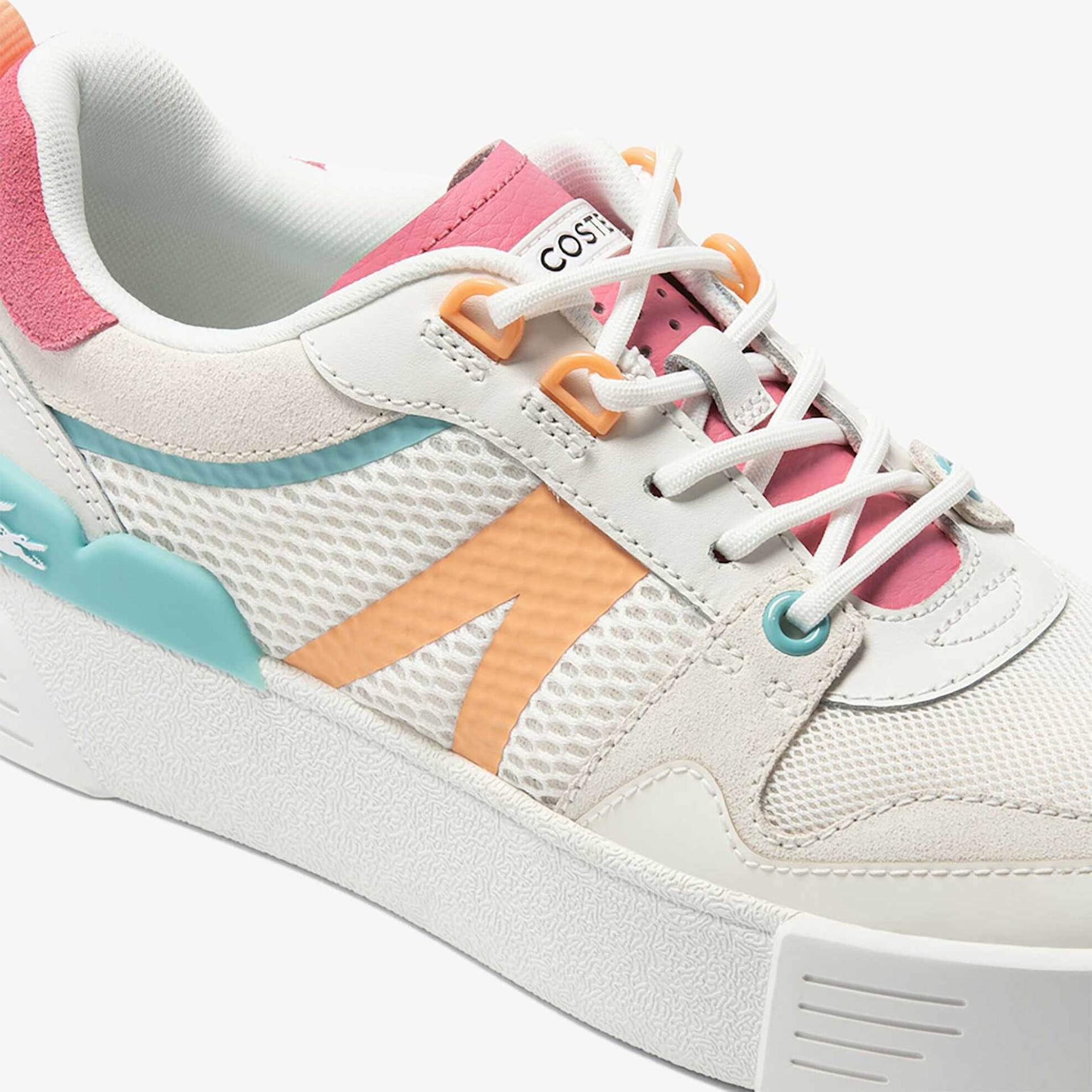 LACOSTE Lacoste γυναικεία δερμάτινα sneakers με πολύχρωμες λεπτομέρειες "L002" - 45CFA0010B53 Εκρού - 3