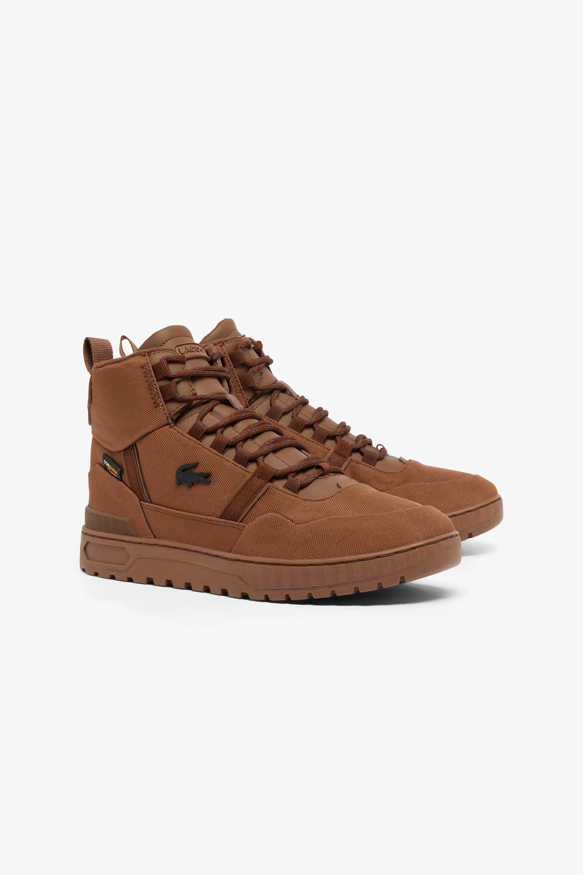 Lacoste ανδρικά sneakers μποτάκια με λογότυπο "T-Clip" - 48SMA004077T Καφέ