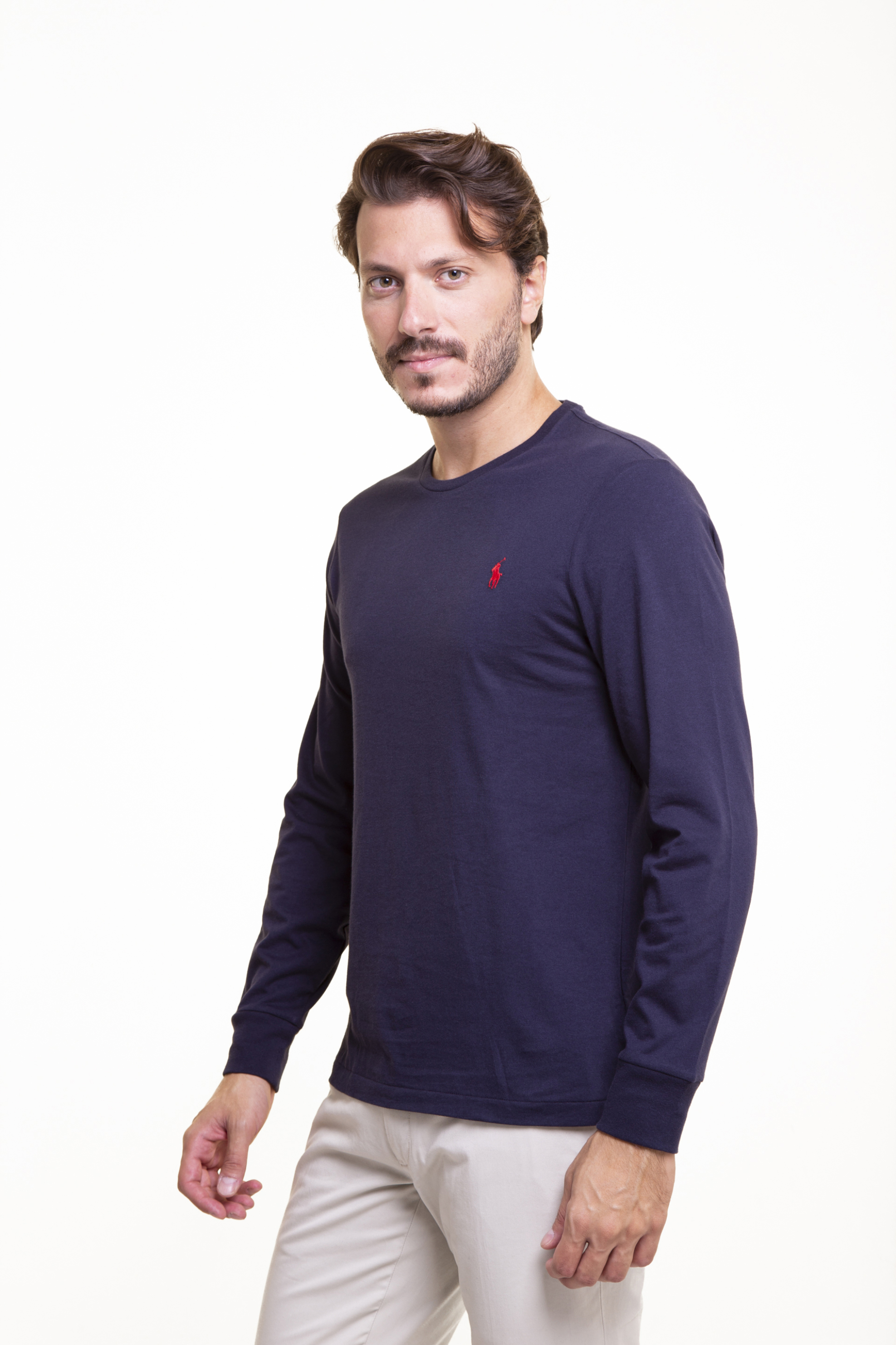 Polo Ralph Lauren ανδρική μπλούζα με contrast logo Slim fit - 710671468024 Μπλε Σκούρο φωτογραφία