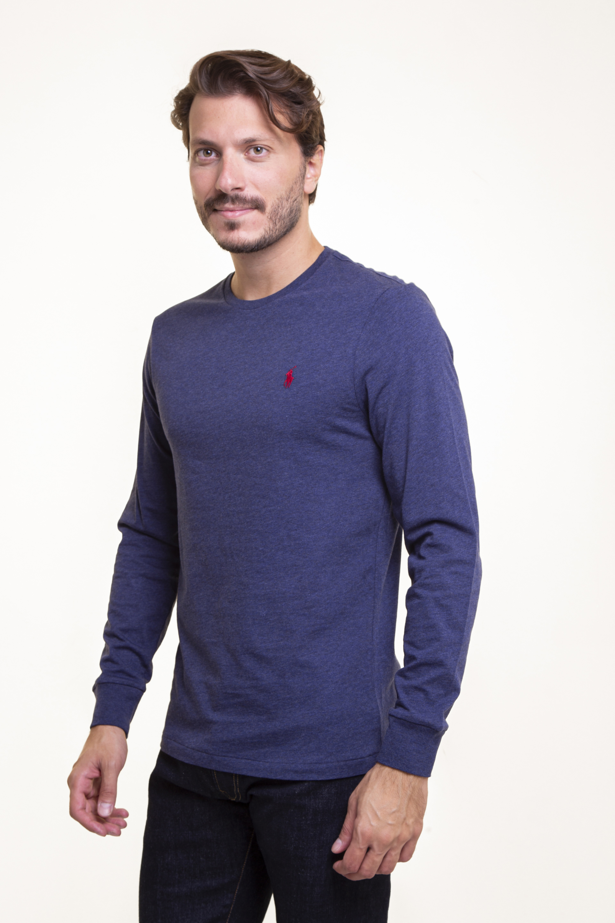 Polo Ralph Lauren ανδρική μπλούζα μονόχρωμη με contrast κεντημένο λογότυπο - 710671468055 Μπλε Σκούρο φωτογραφία