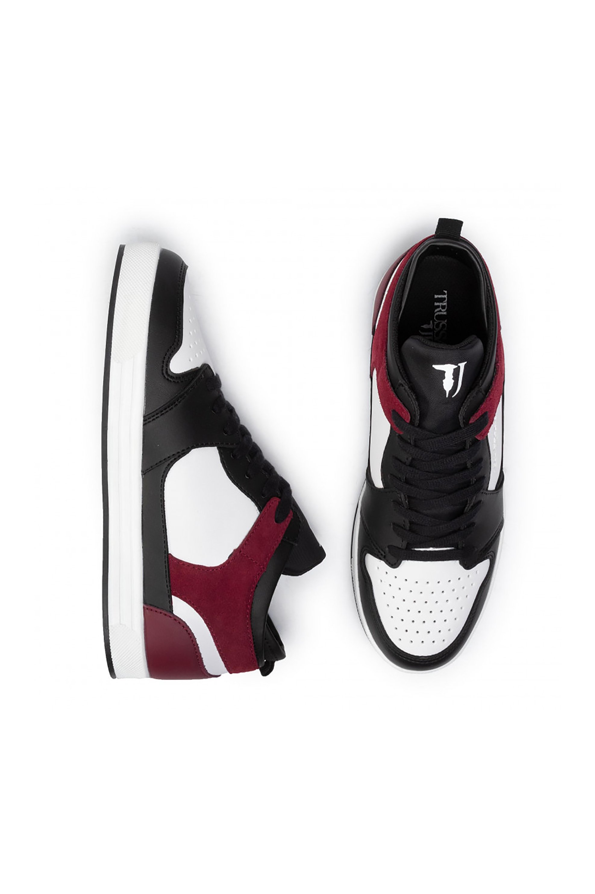 Trussardi Jeans Ανδρικά Μποτάκια Sneakers με Suede Λεπτομέρειες - 77A00191-9Y099999 Μπορντό