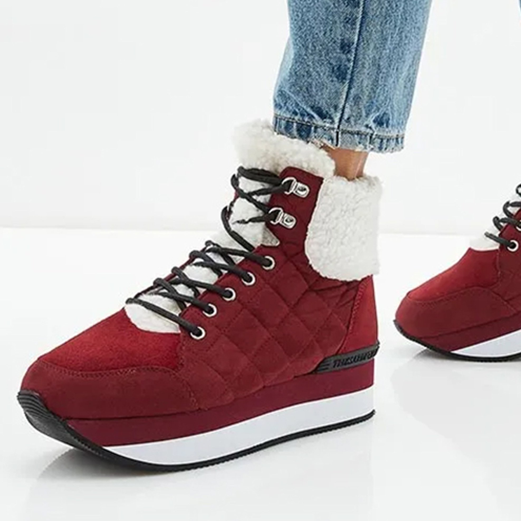 Trussardi γυναικεία μποτάκια με faux γούνα - 79A00244-9Y099999 Κόκκινο φωτογραφία