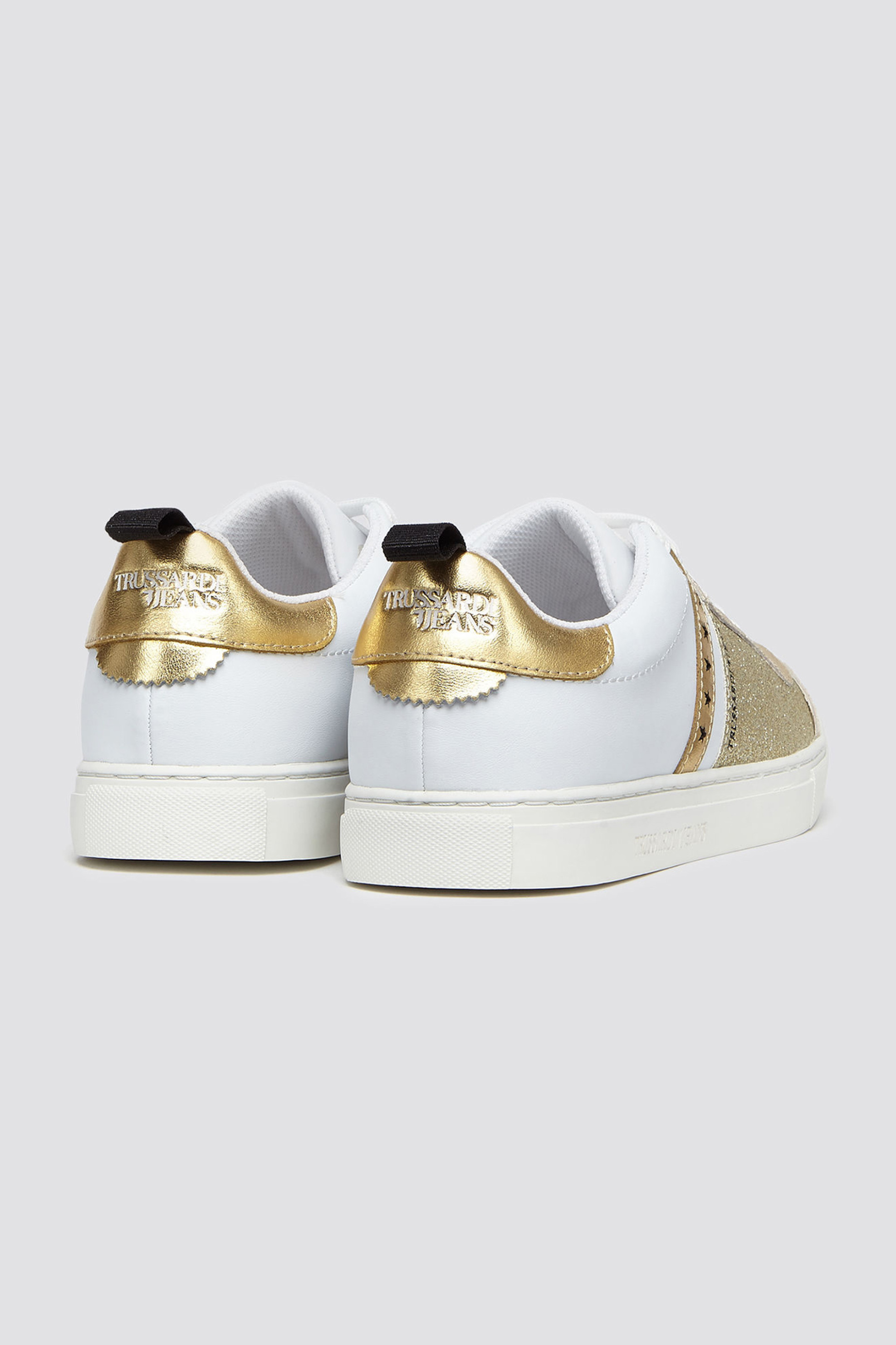 Trussardi Jeans Γυναικεία Δερμάτινα Sneakers με Glitter - 79A00253-9Y099999 Χρυσό