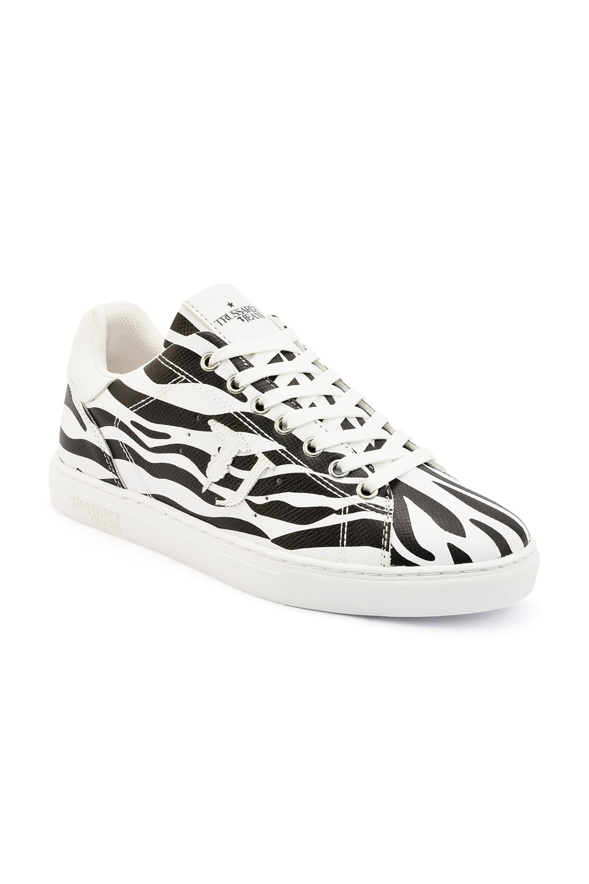 TRUSSARDI BAZAAR Trussardi Jeans γυναικεία sneakers με animal print - 79A00453-9Y099998 Λευκό