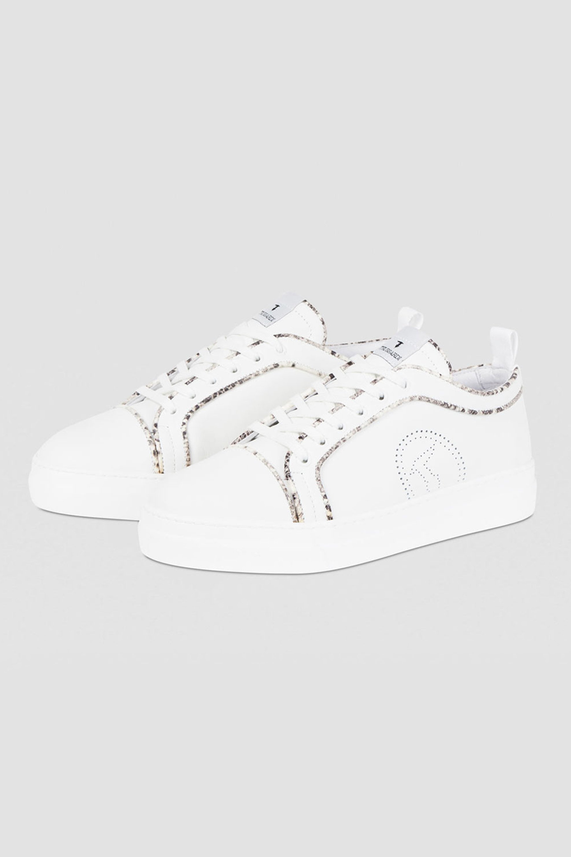 Trussardi Γυναικεία Sneakers με Διάτρητο Logo Και Μεταλλιζέ Λεπτομέρειες - 79A00588-9Y099999 Μπεζ