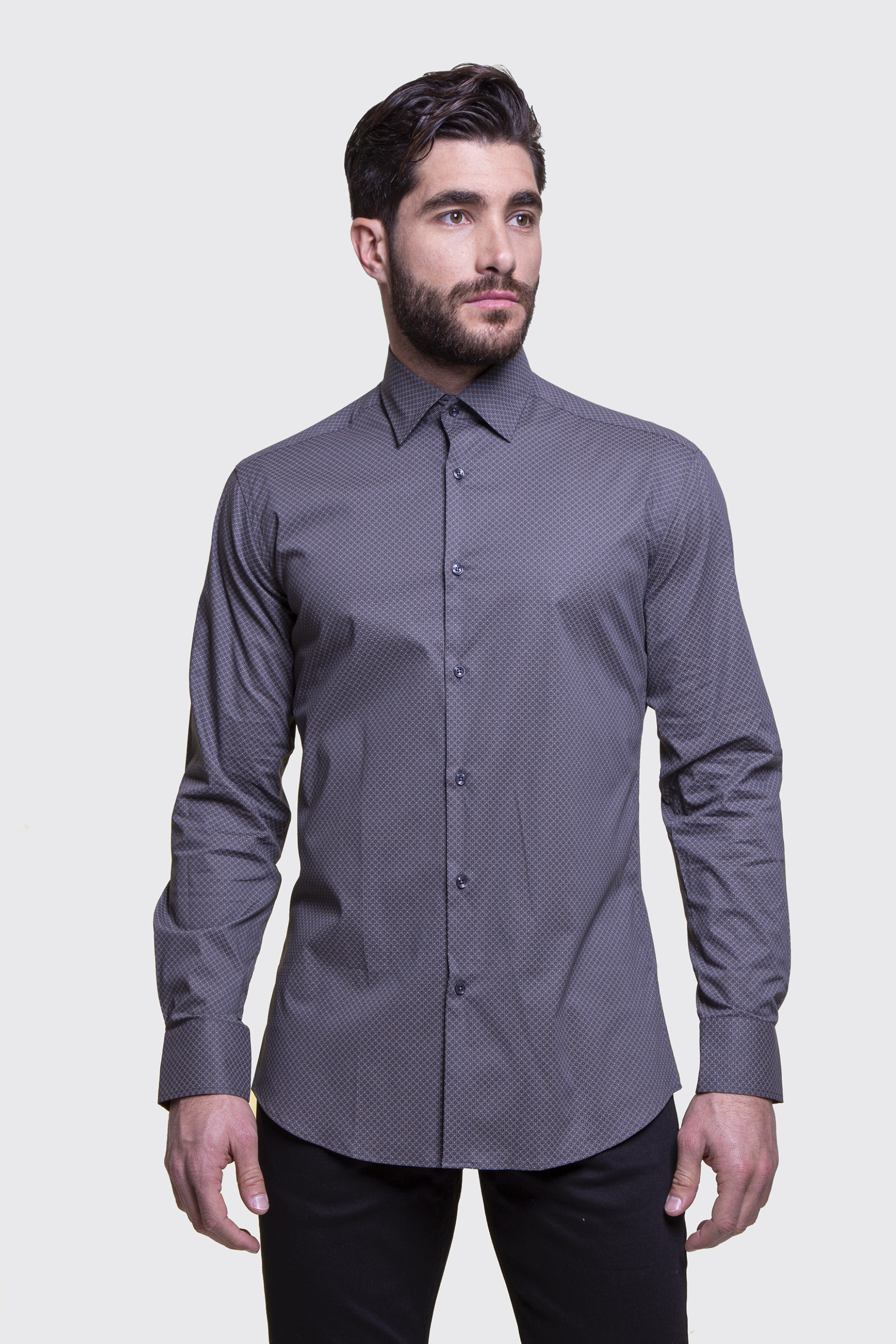 The Bostonians ανδρικό πουκάμισο μονόχρωμο Slim Fit - ACP1686 Γκρι φωτογραφία