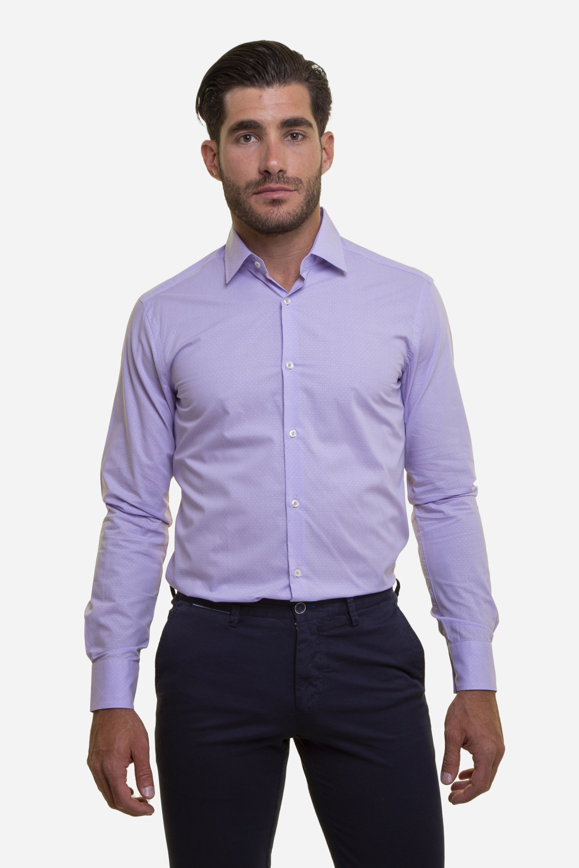 The Bostonians ανδρικό πουκάμισο με μικροσχέδιο και button-up γιακά Slim Fit - ACP1850 Λιλά