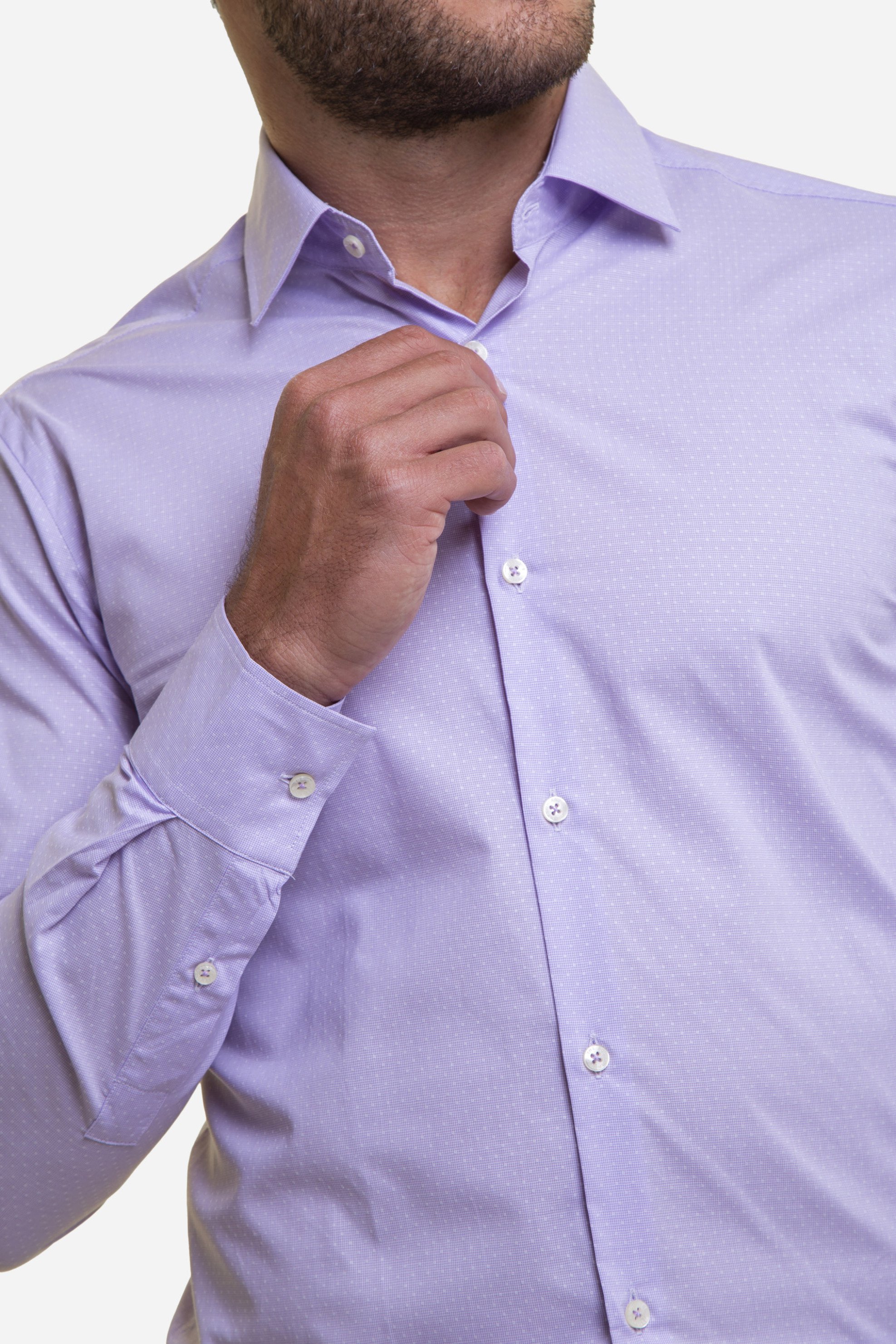 The Bostonians Ανδρικό Πουκάμισο με Μικροσχέδιο Και Button-Up Γιακά Slim Fit - Acp1850 Λιλά