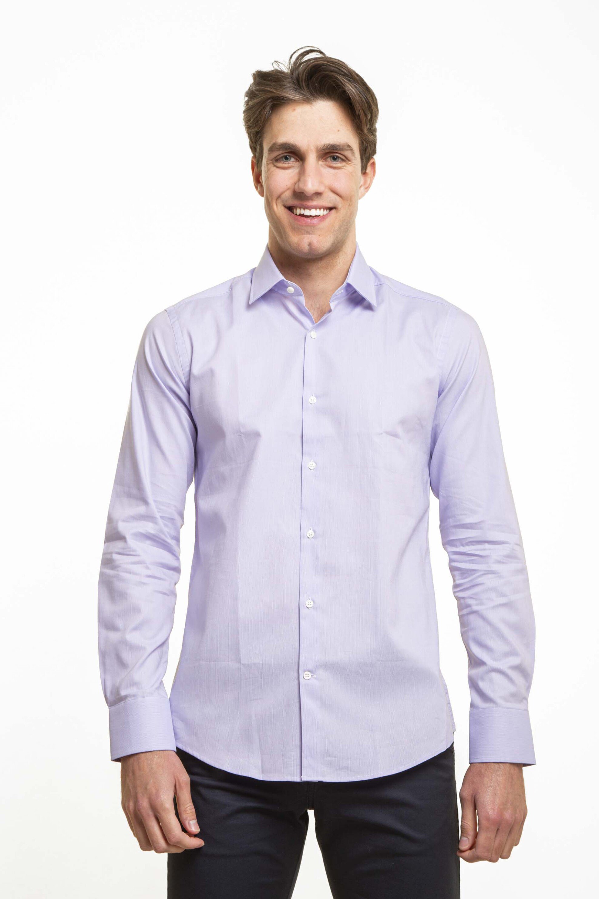 The Bostonians ανδρικό πουκάμισο μονόχρωμο Slim Fit - ACP2193 Λιλά