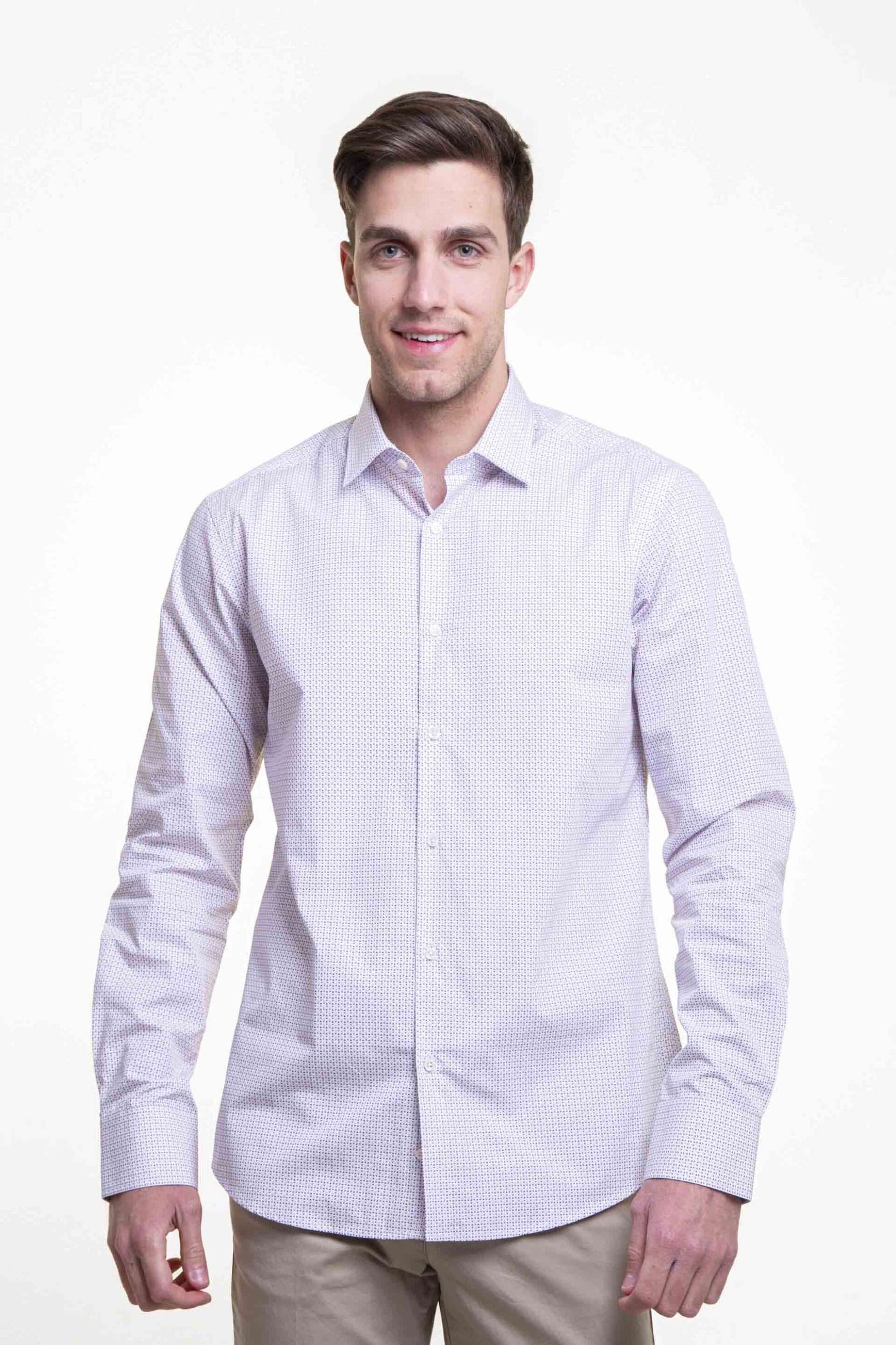 THE BOSTONIANS The Bostonians ανδρικό πουκάμισο με μικροσχέδιο Slim Fit - ACP2196 Λιλά