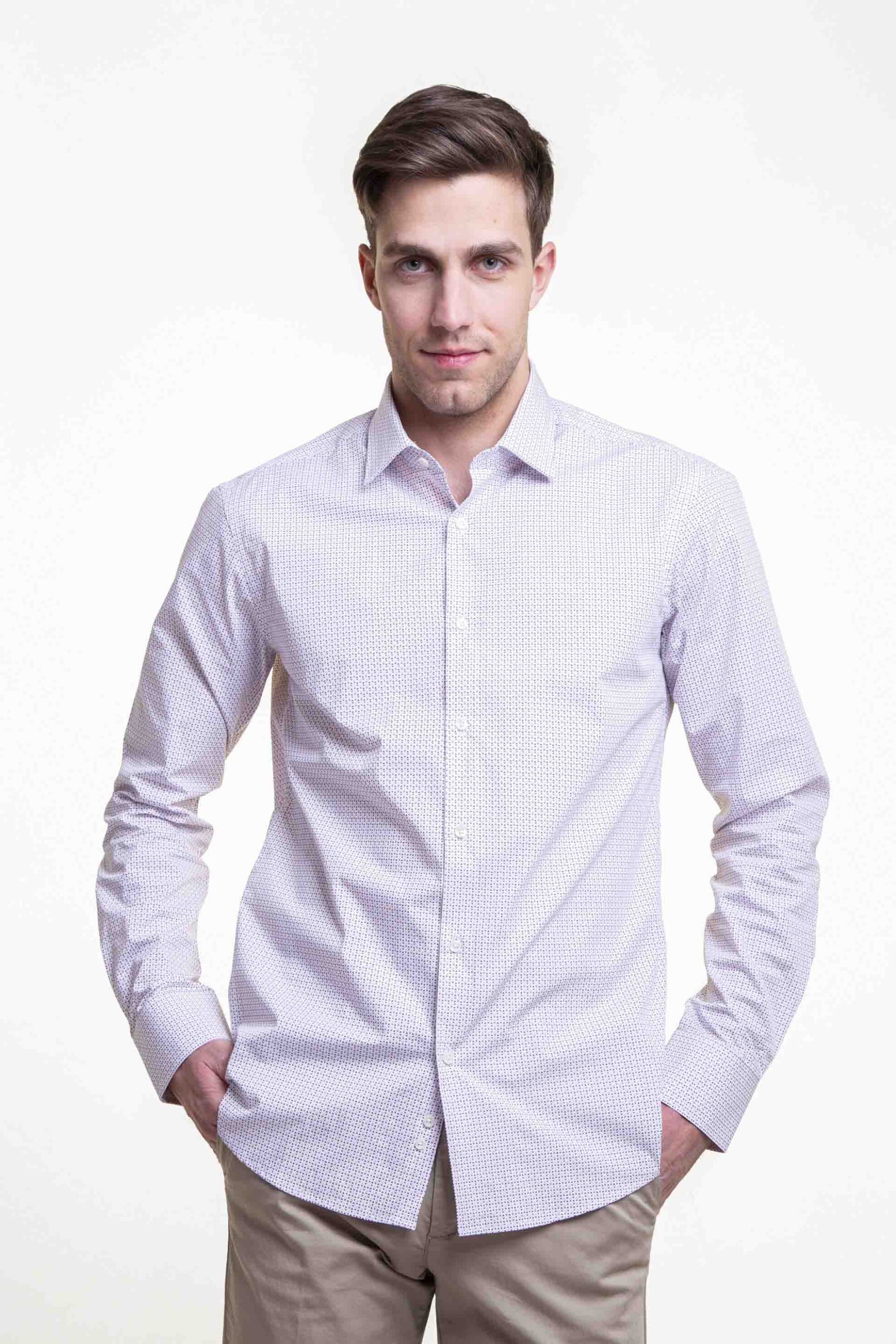 The Bostonians ανδρικό πουκάμισο με μικροσχέδιο Slim Fit - ACP2196 Λιλά φωτογραφία