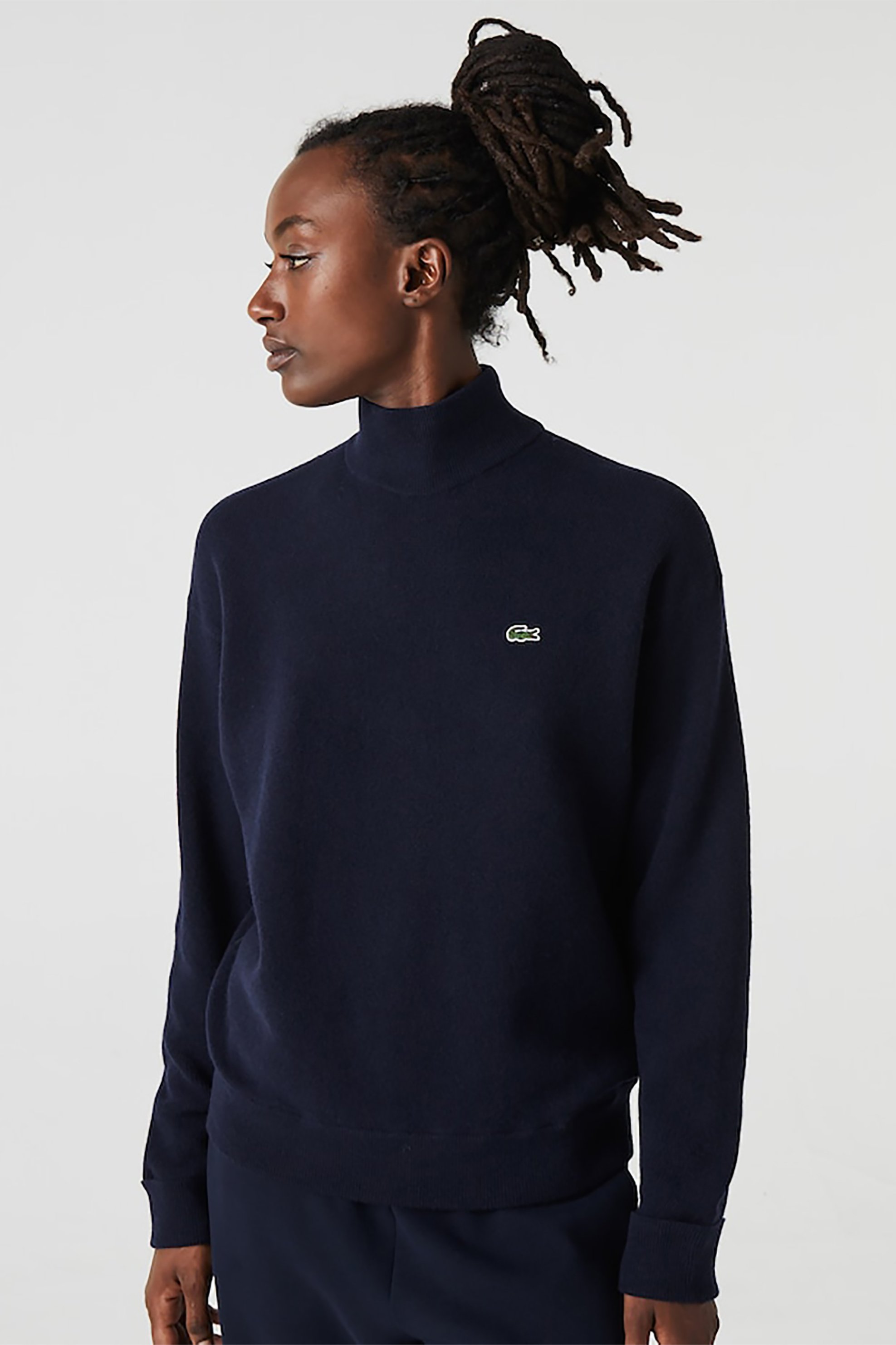 Lacoste γυναικεία μπλούζα ζιβάγκο με λογότυπο - AF9542 Μπλε Marine