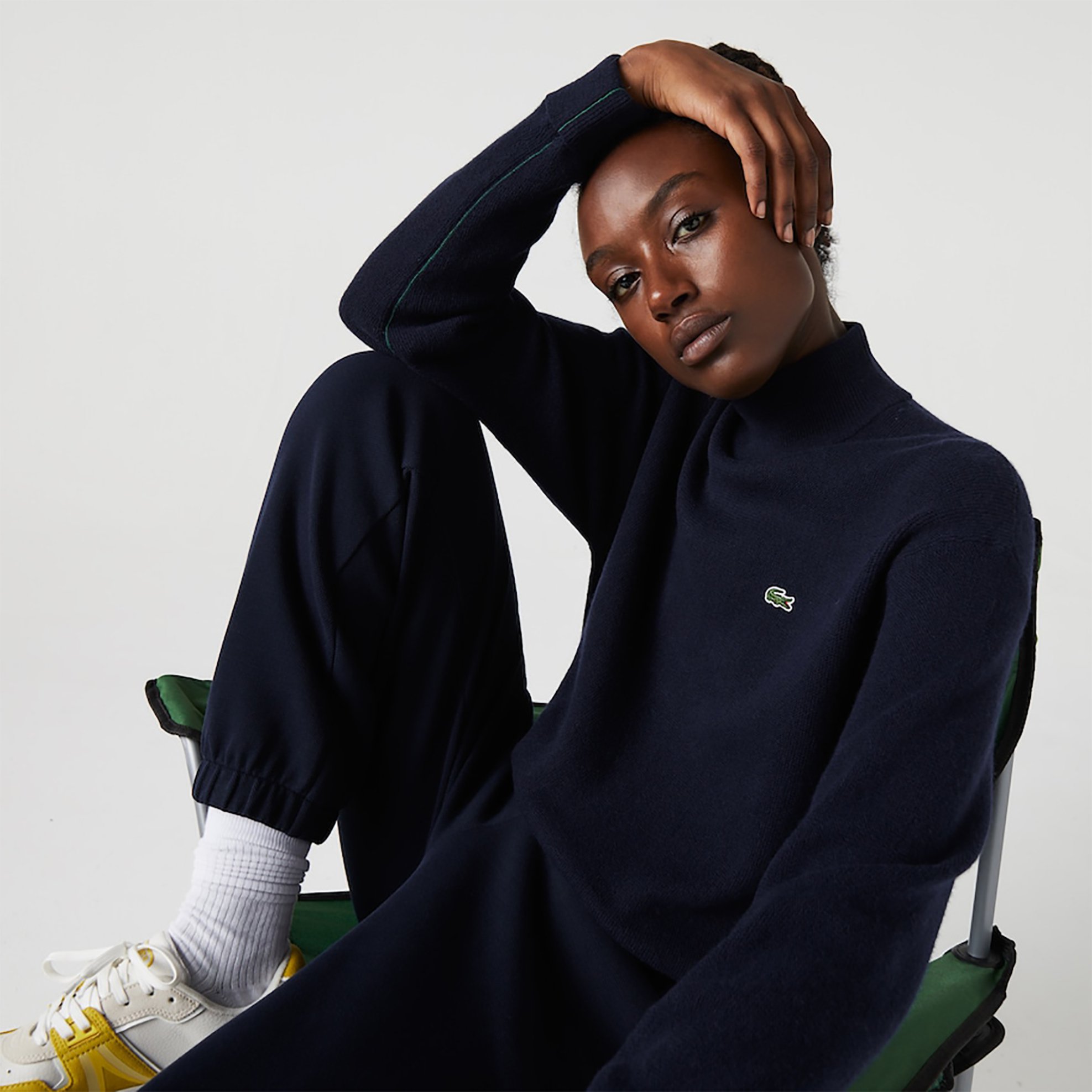 LACOSTE Lacoste γυναικεία μπλούζα ζιβάγκο με λογότυπο - AF9542 Μπλε Marine - 2