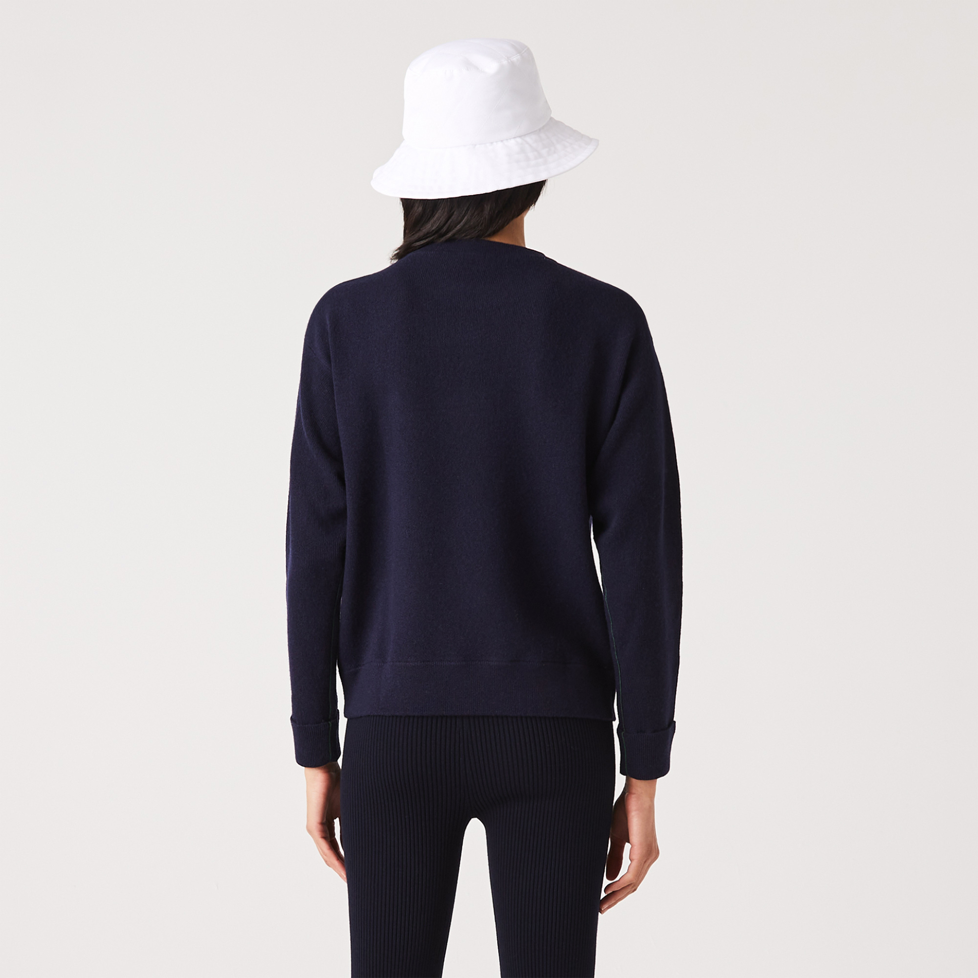 Lacoste γυναικείο πουλόβερ μάλλινο με λογότυπο - AF9551 Μπλε Σκούρο φωτογραφία