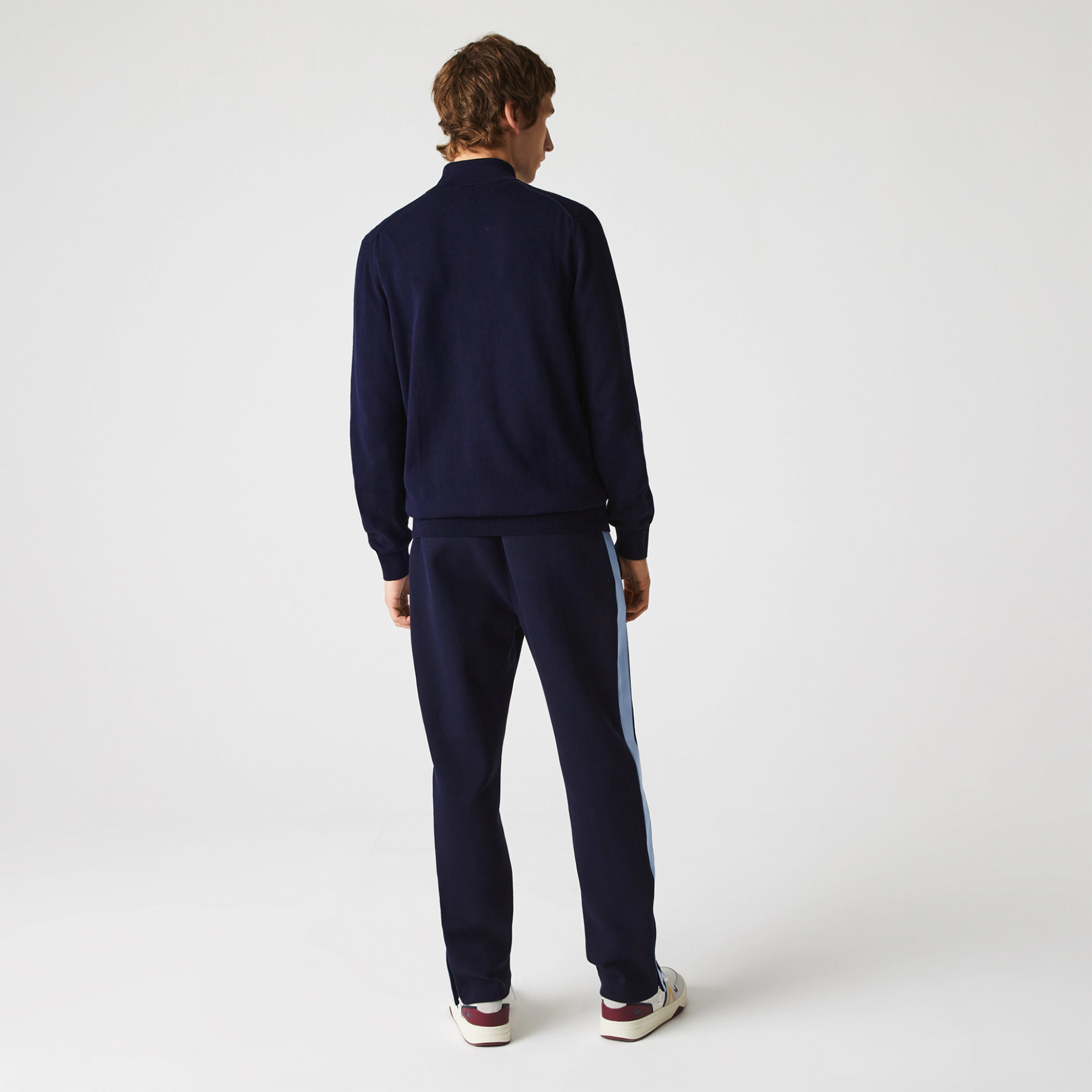 Lacoste ανδρική πλεκτή ζακέτα με ψηλό λαιμό και κεντημένο λογότυπο Regular Fit - AH1957 Μπλε Σκούρο φωτογραφία