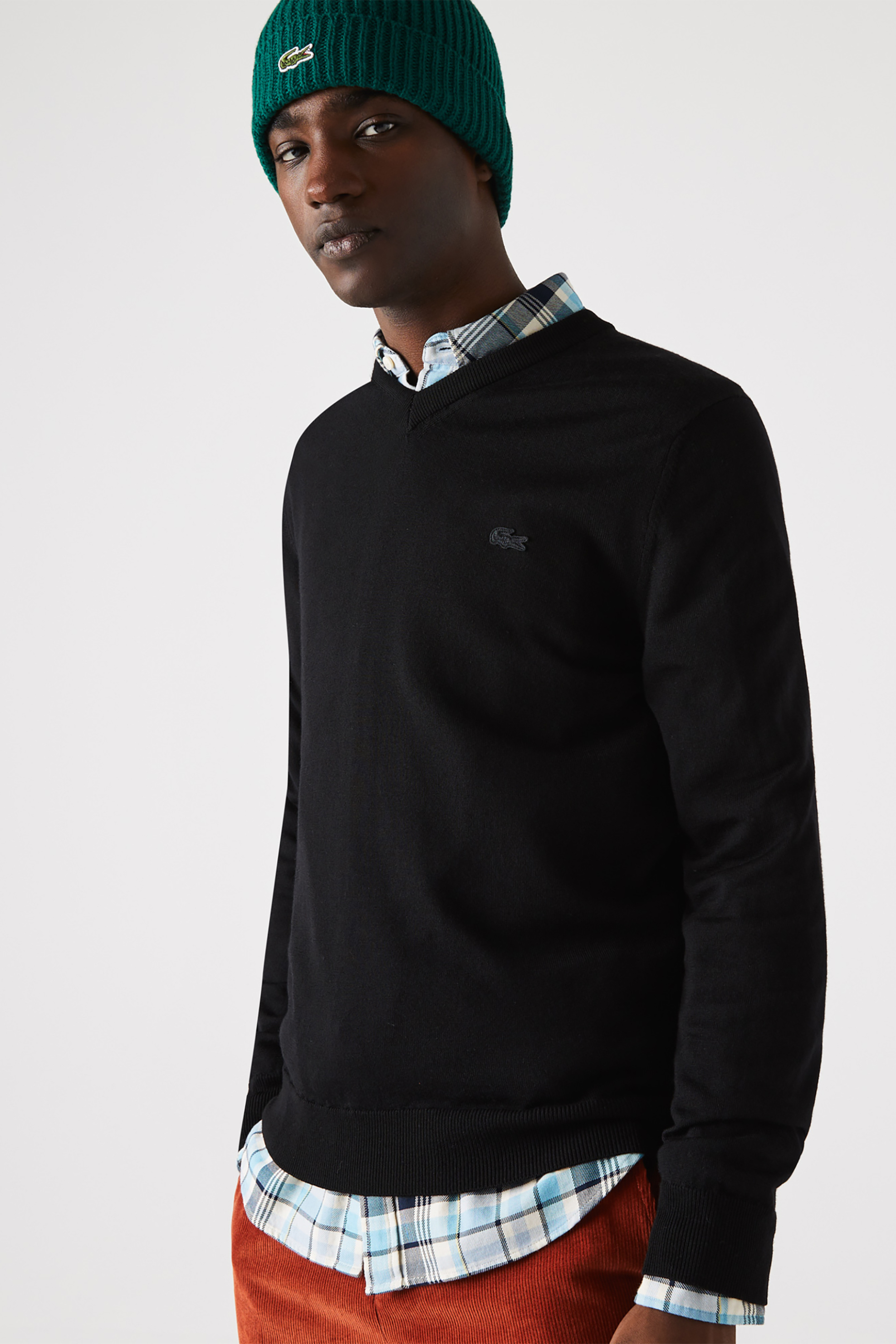 Lacoste ανδρική πλεκτή μπλούζα με κεντημένο λογότυπο - AH1990 Μαύρο φωτογραφία