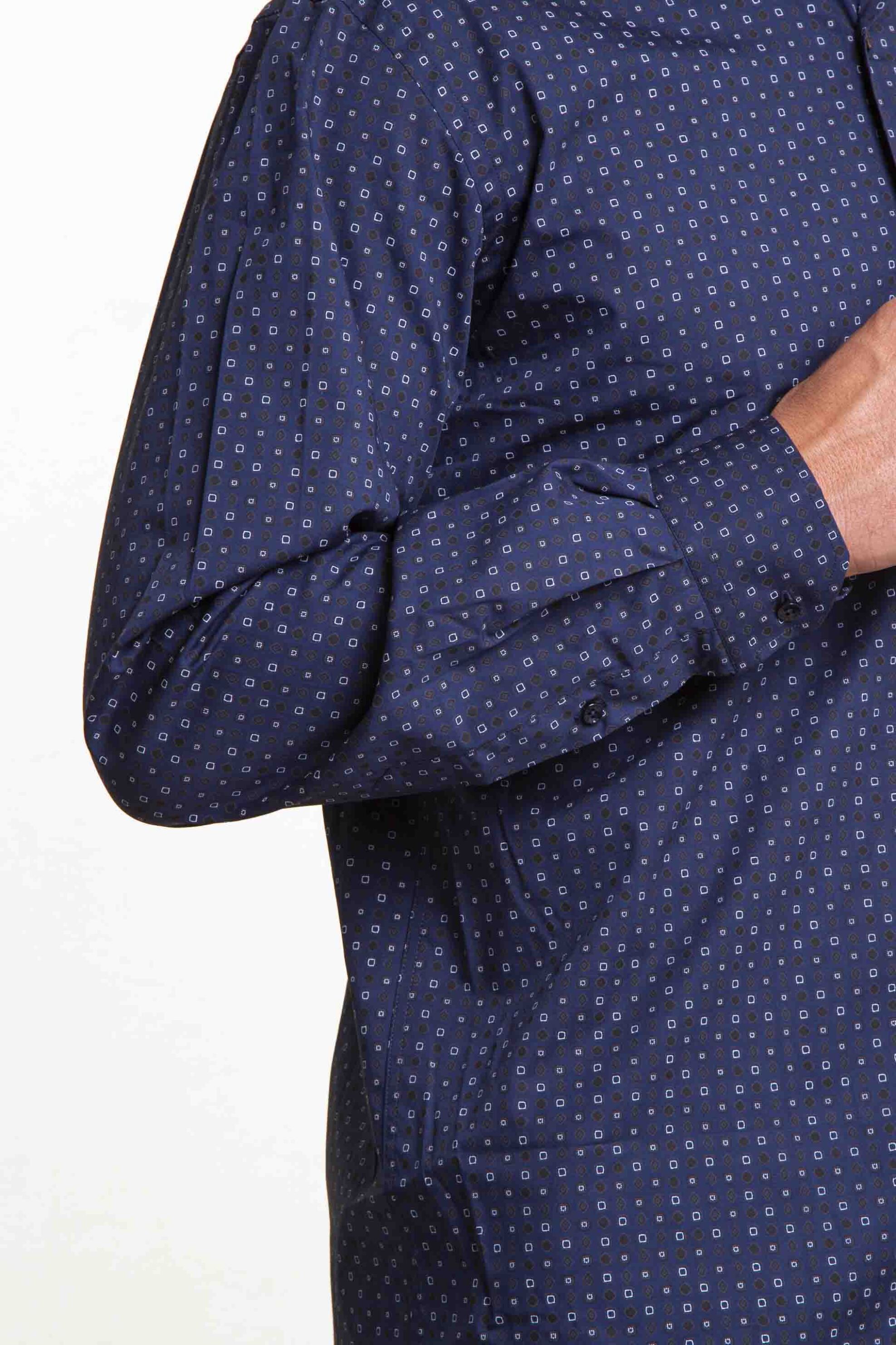 The Bostonians ανδρικό πουκάμισο με μικροσχέδιο Custom Fit - ANP2247 Μπλε Σκούρο φωτογραφία