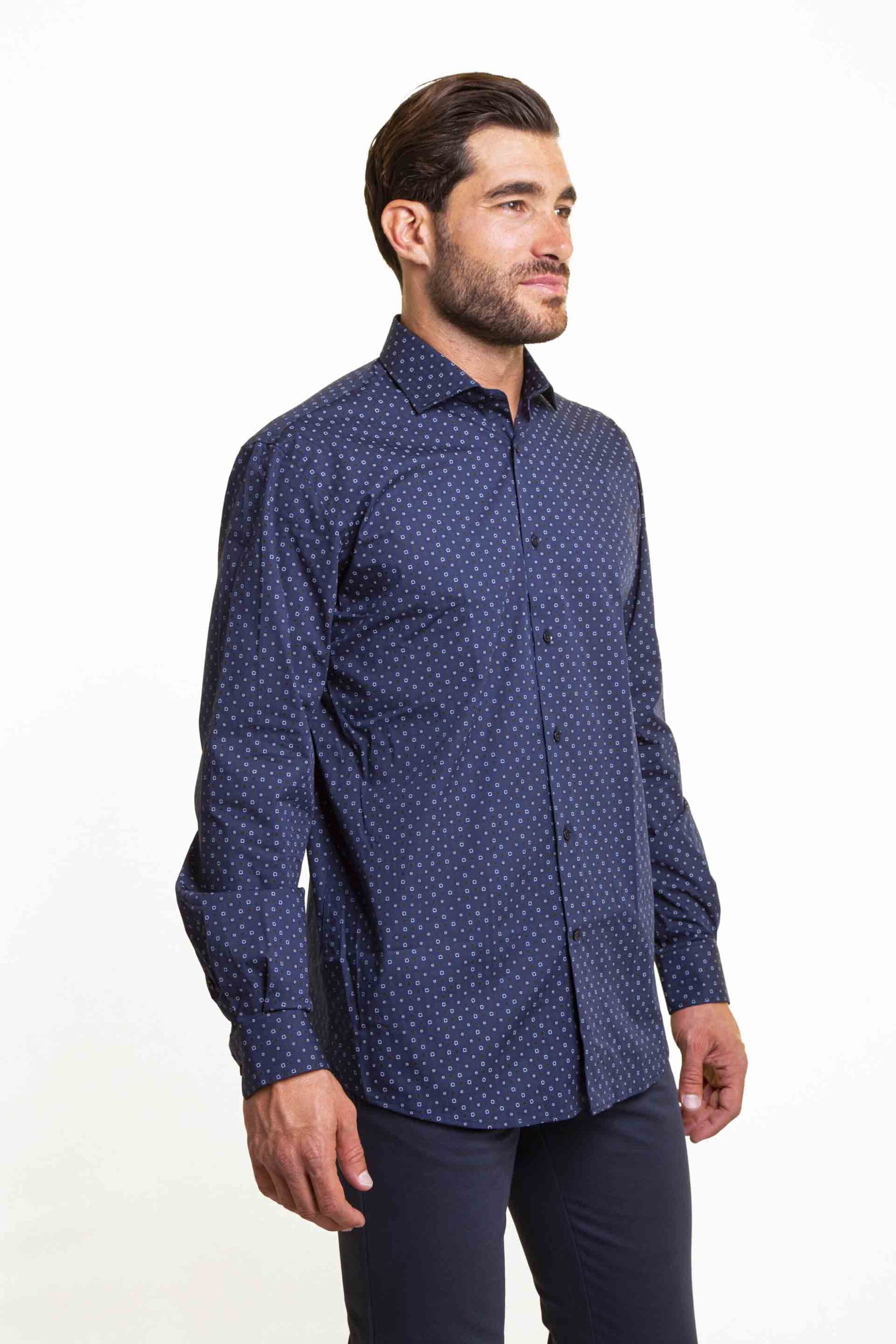 The Bostonians ανδρικό πουκάμισο με μικροσχέδιο Custom Fit - ANP2247 Μπλε Σκούρο φωτογραφία