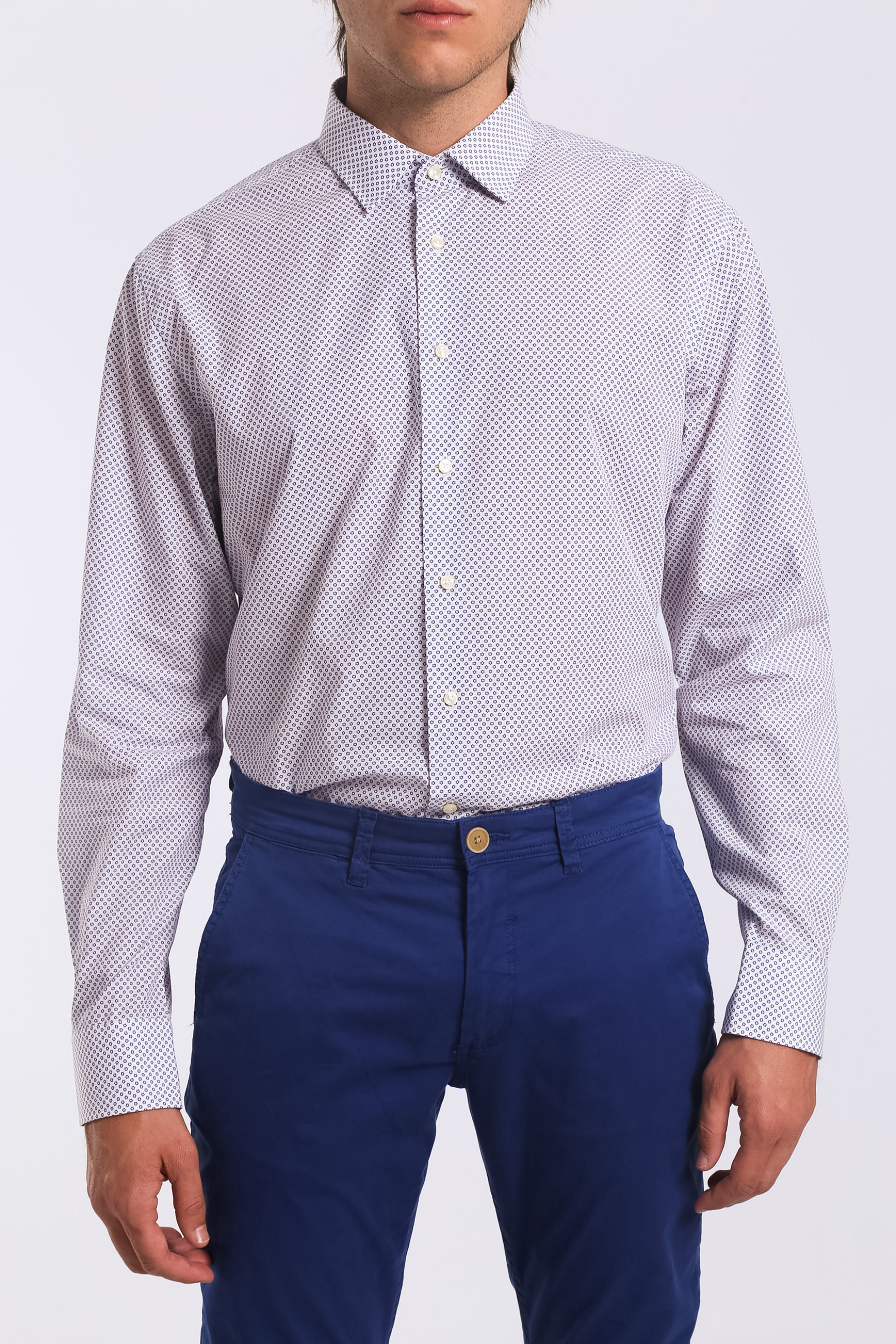 Άνδρας > ΡΟΥΧΑ > Πουκάμισα > Casual Ανδρικό πουκάμισο μονόχρωμο με μικροσχέδιο Arrow - 47-090251 Λευκό