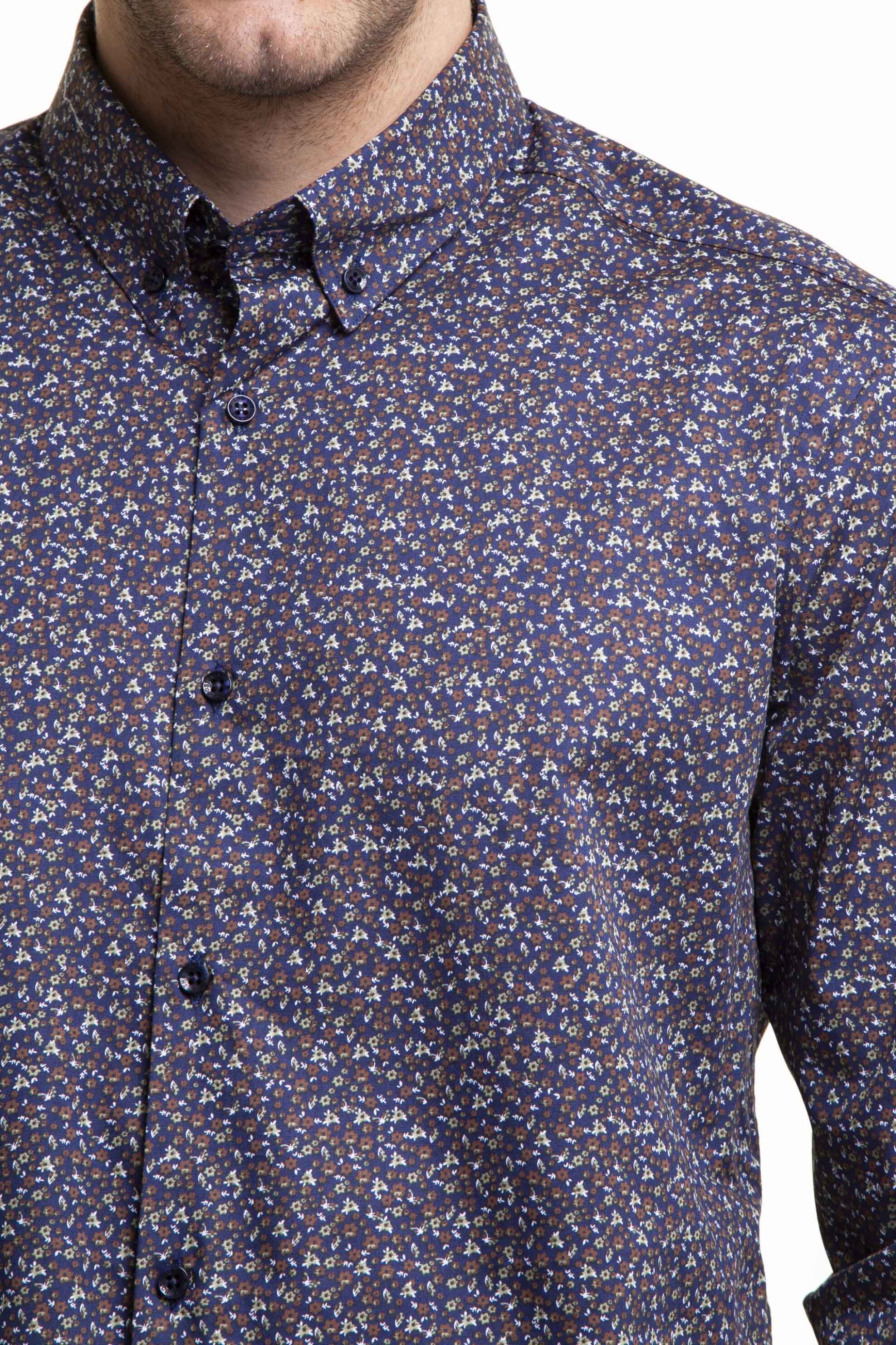 The Bostonians ανδρικό πουκάμισο με all-over floral print και γιακά button-down - AYP2071 Σκούρο Μπλε φωτογραφία