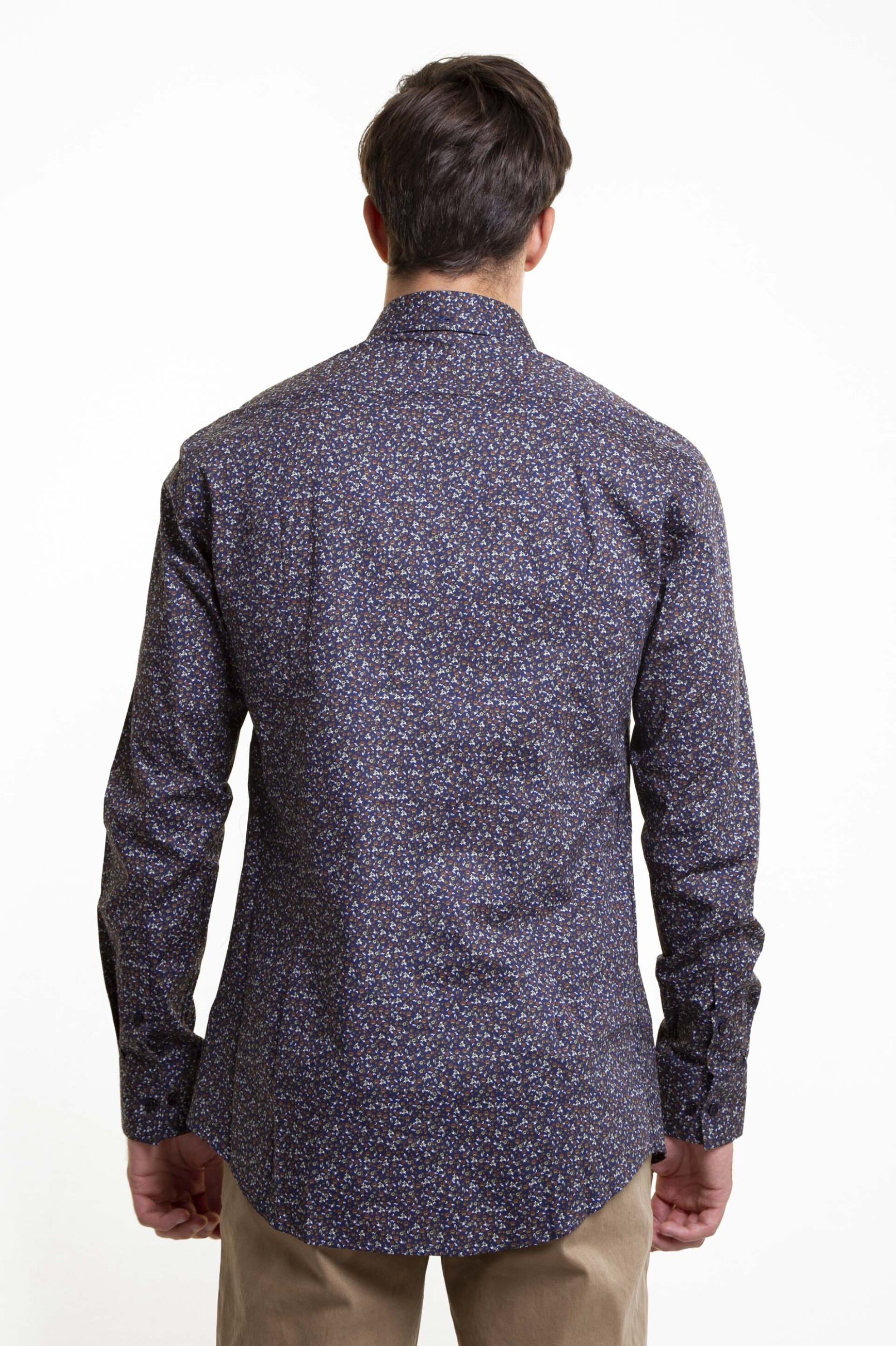 The Bostonians Ανδρικό Πουκάμισο με All-Over Floral Print Και Γιακά Button-Down - Ayp2071 Σκούρο Μπλε