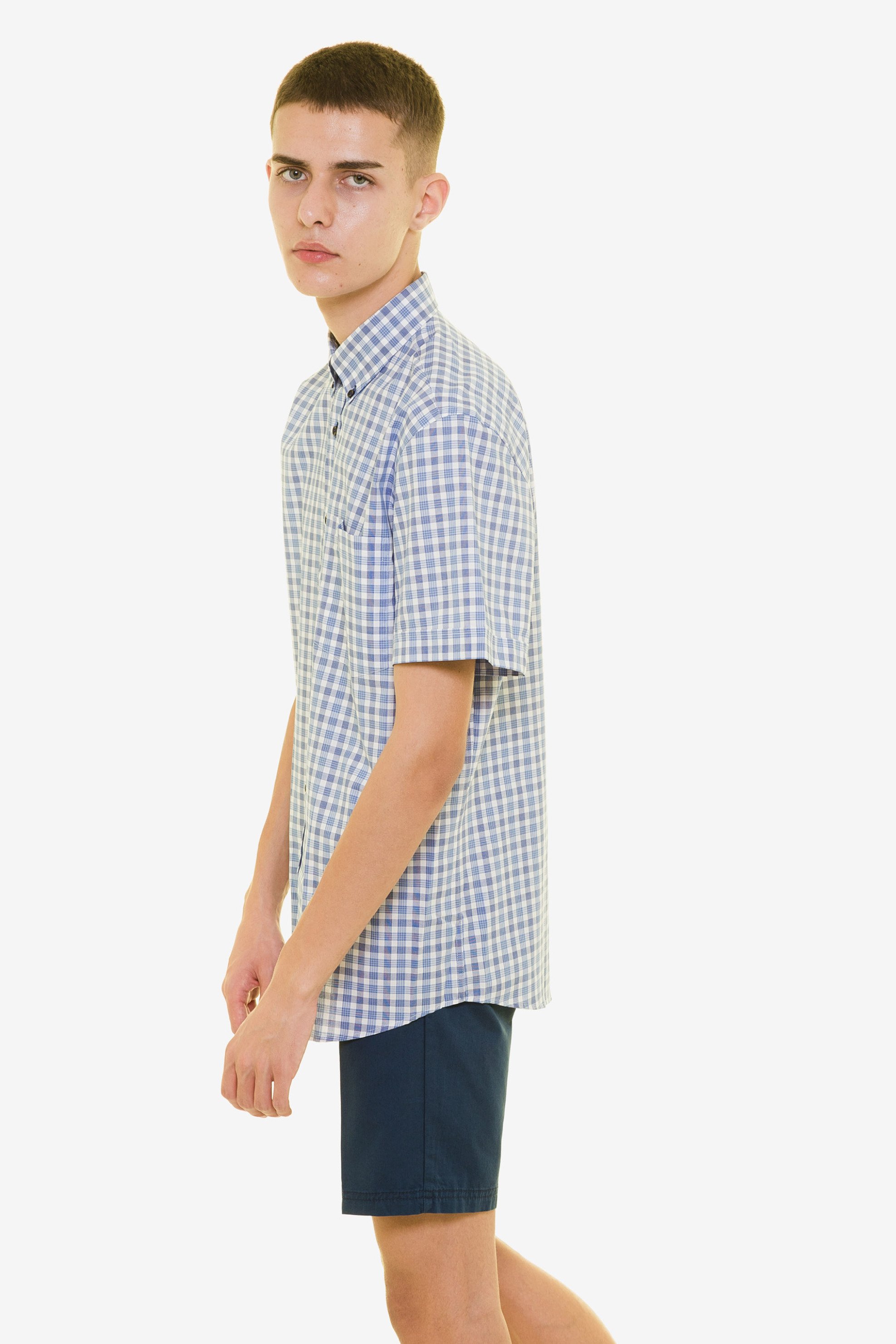 The Bostonians ανδρικό καρό πουκάμισο κοντομάνικο με button down γιακά - BACH7879