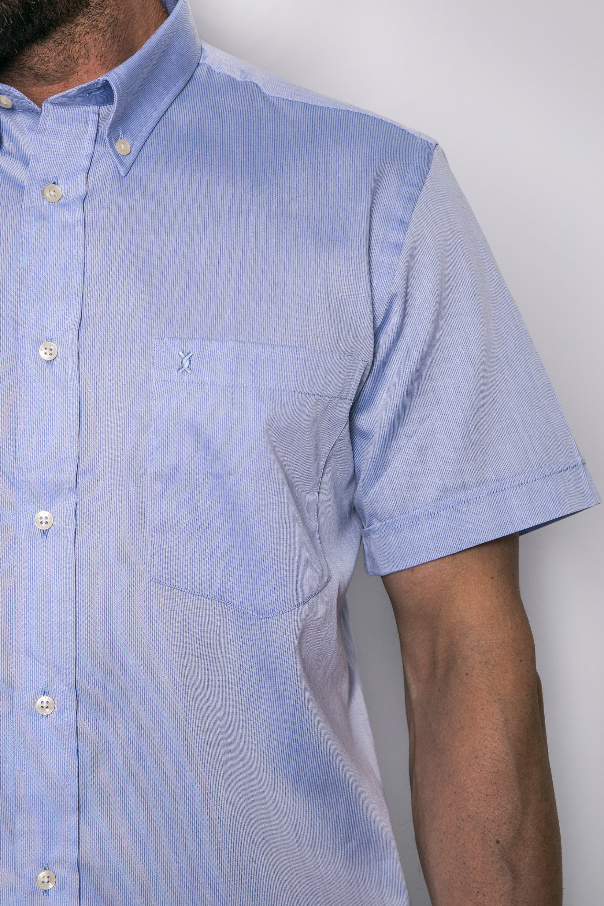 Ανδρικό Πουκάμισο με Κοντό Μανίκι The Bostonians Denim Blue Ανοιχτό