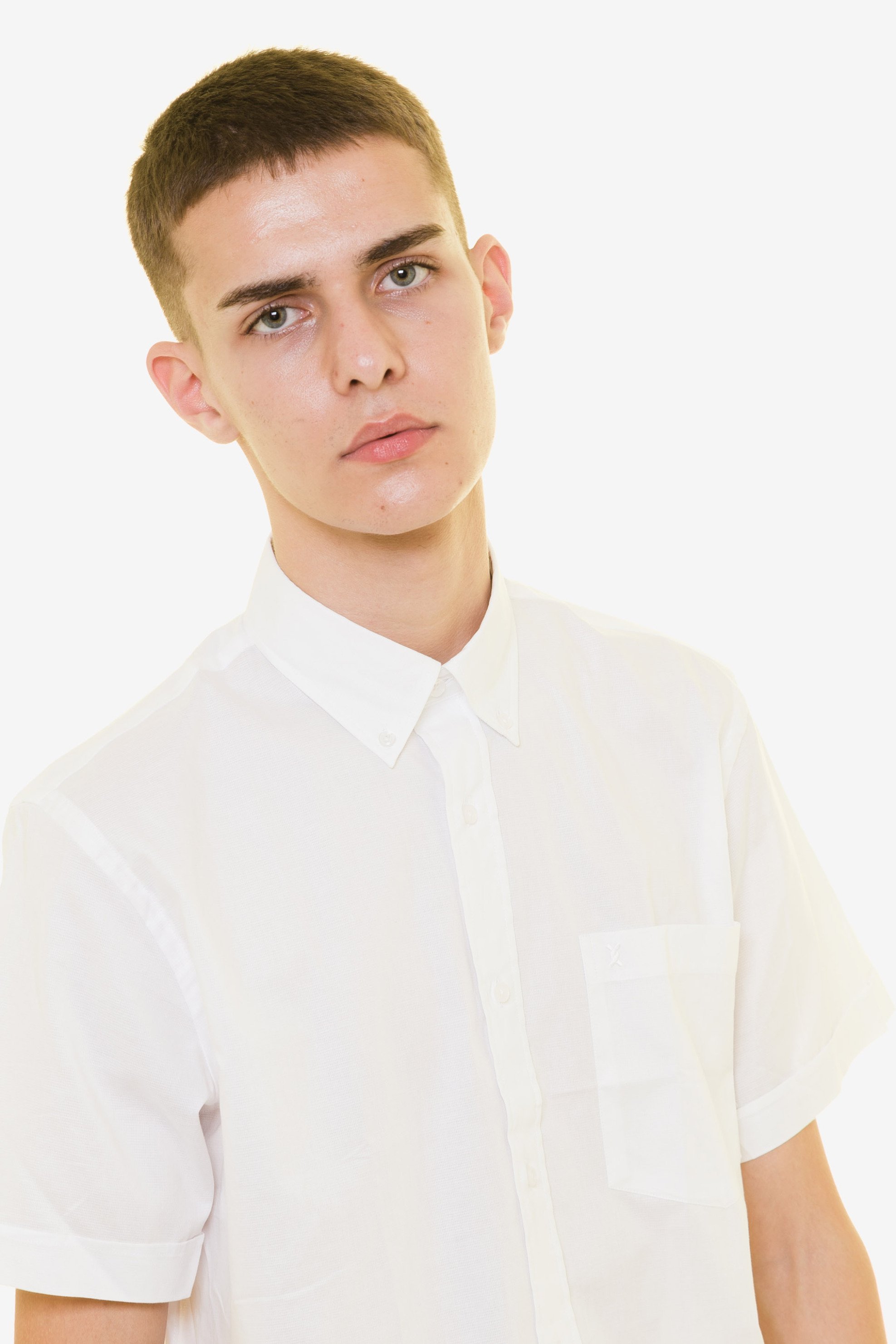 The Bostonians ανδρικό κοντομάνικο πουκάμισο μονόχρωμο με button down γιακά - BAP1655 Λευκό