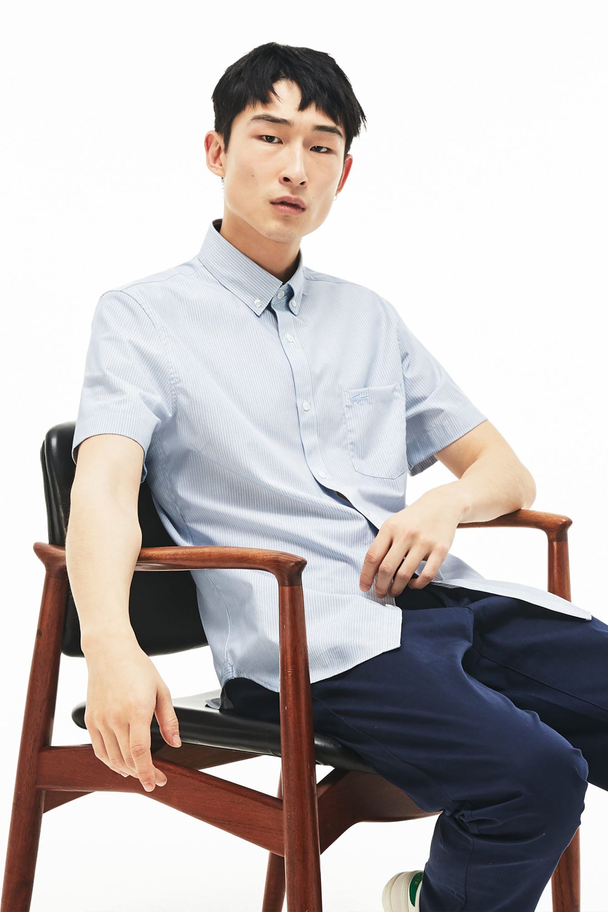 Lacoste ανδρικό κοντομάνικο πουκάμισο Poplin - CH0438 Denim Blue Ανοιχτό