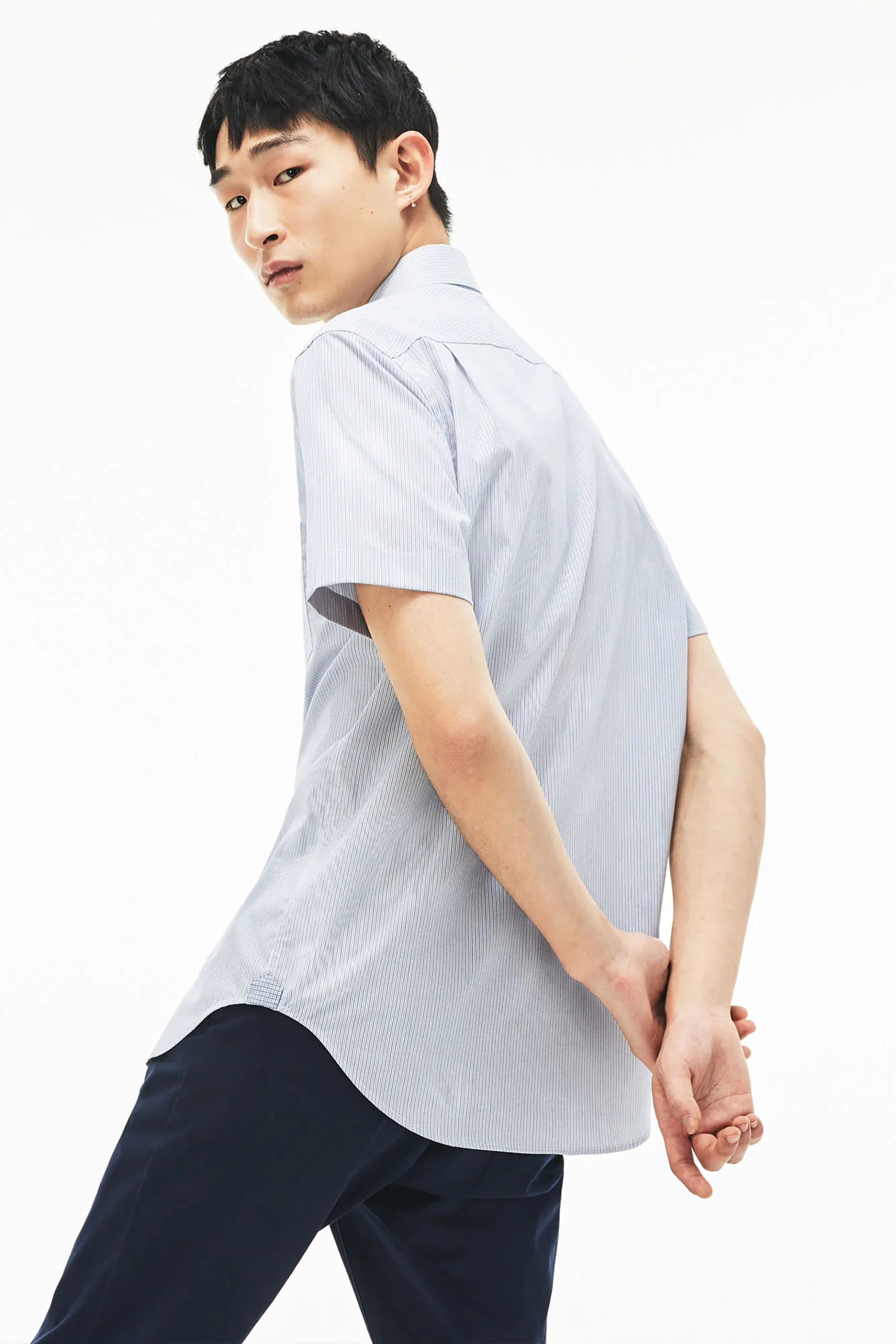 Lacoste Ανδρικό Κοντομάνικο Πουκάμισο Poplin - Ch0438 Denim Blue Ανοιχτό
