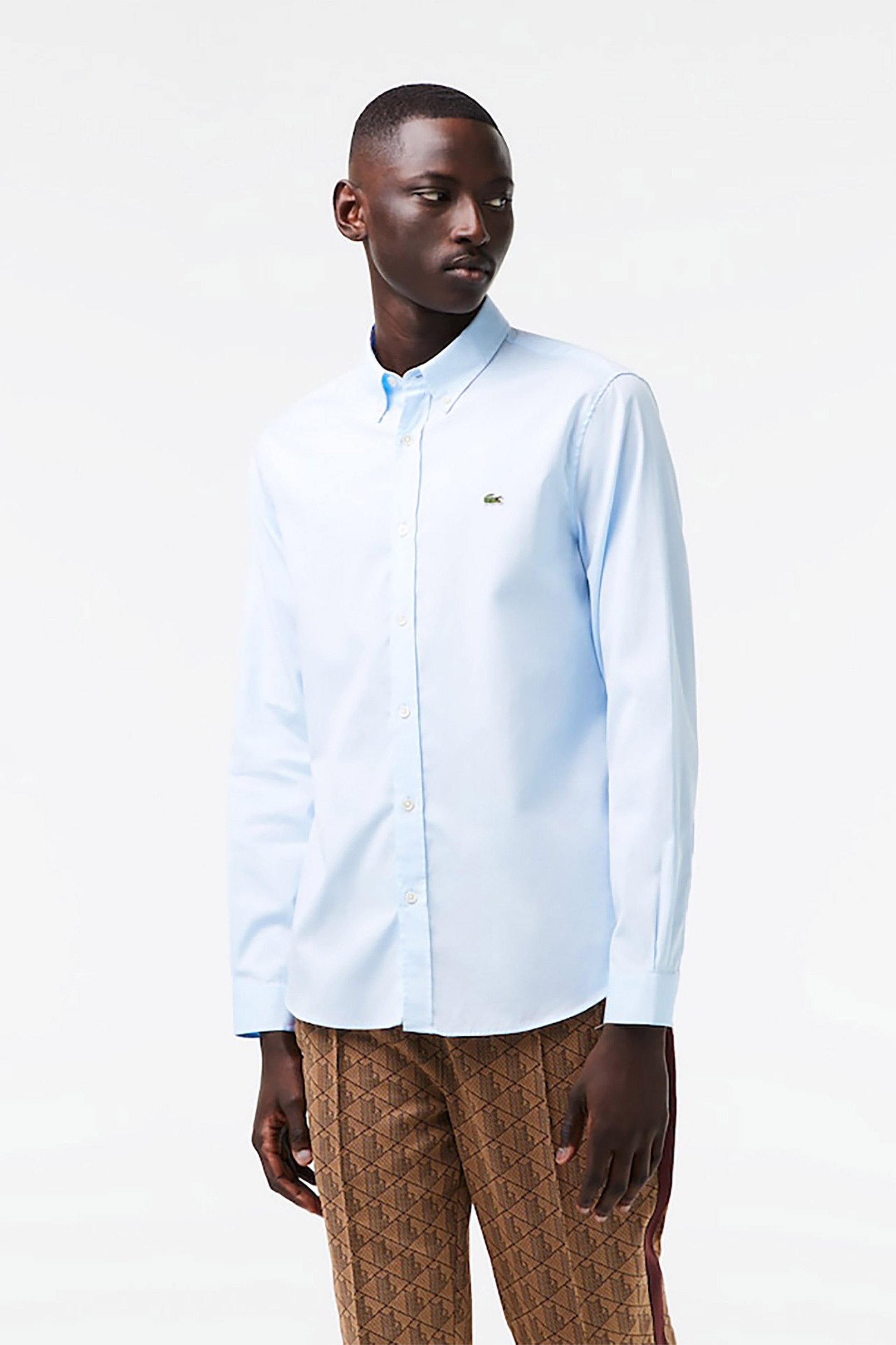 LACOSTE Lacoste ανδρικό πουκάμισο ποπλίνα Regular Fit - CH2933 Denim Blue Ανοιχτό