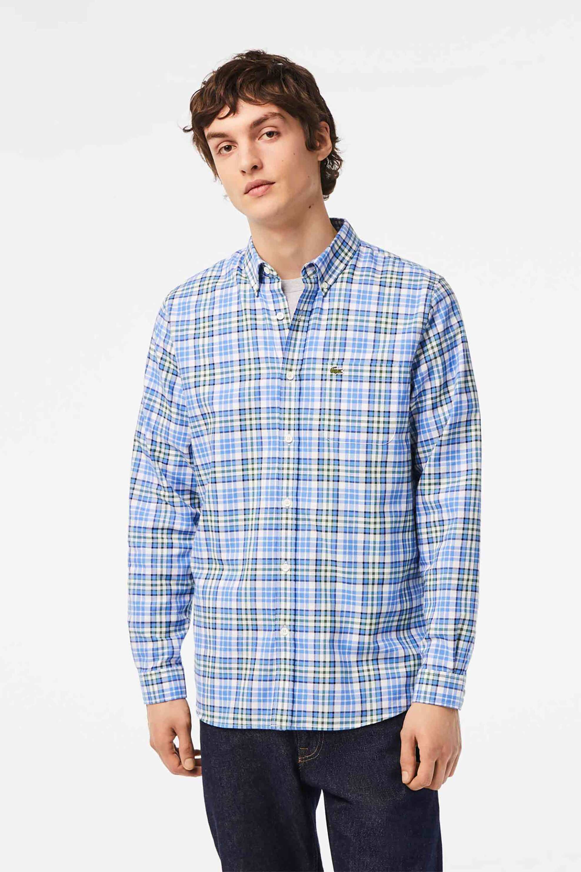 Lacoste ανδρικό πουκάμισο button-down με καρό σχέδιο και απλικέ τσέπη - CH5714