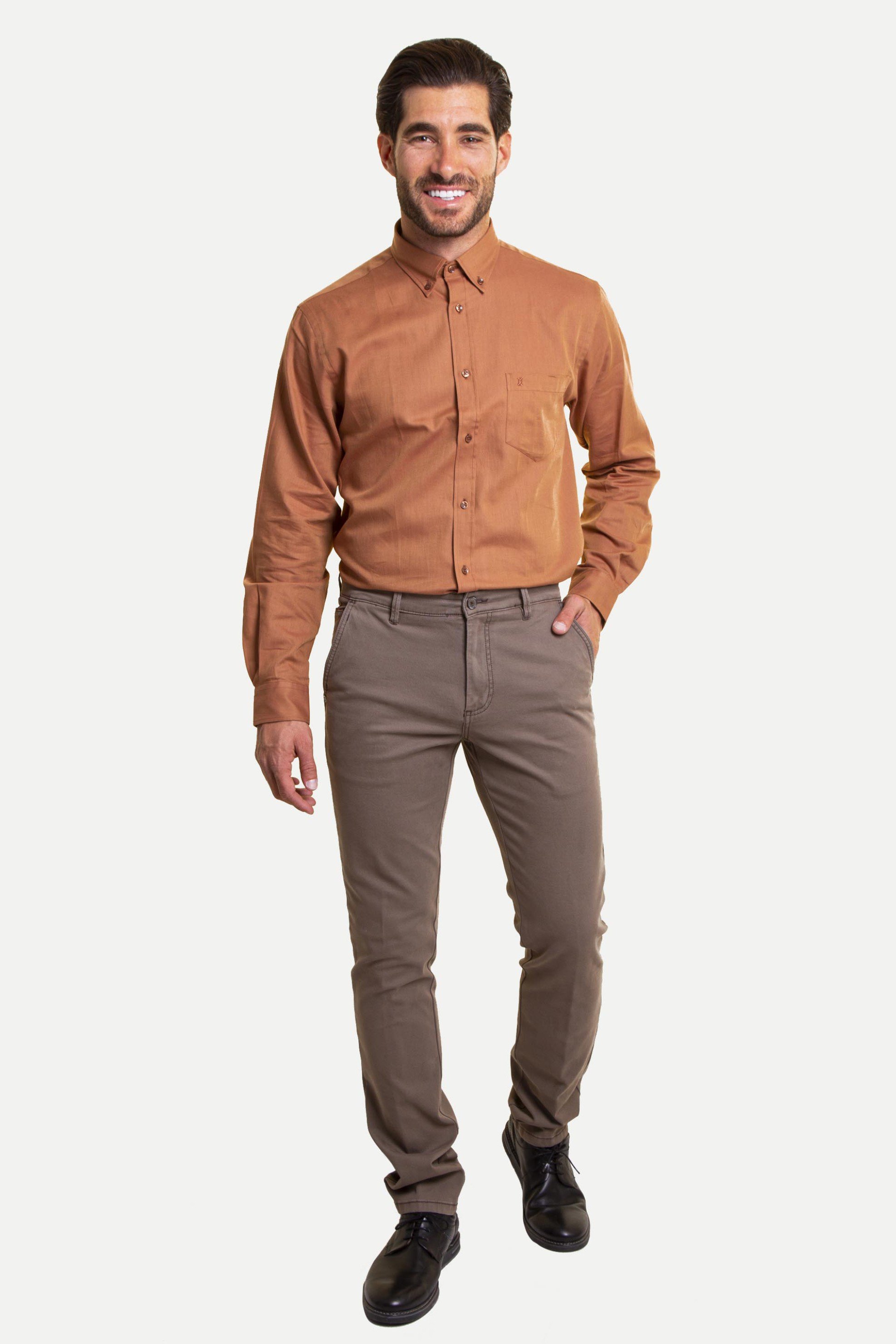 The Bostonians ανδρικό chino παντελόνι Regular Fit - CN1347T809 Καφέ Ανοιχτό