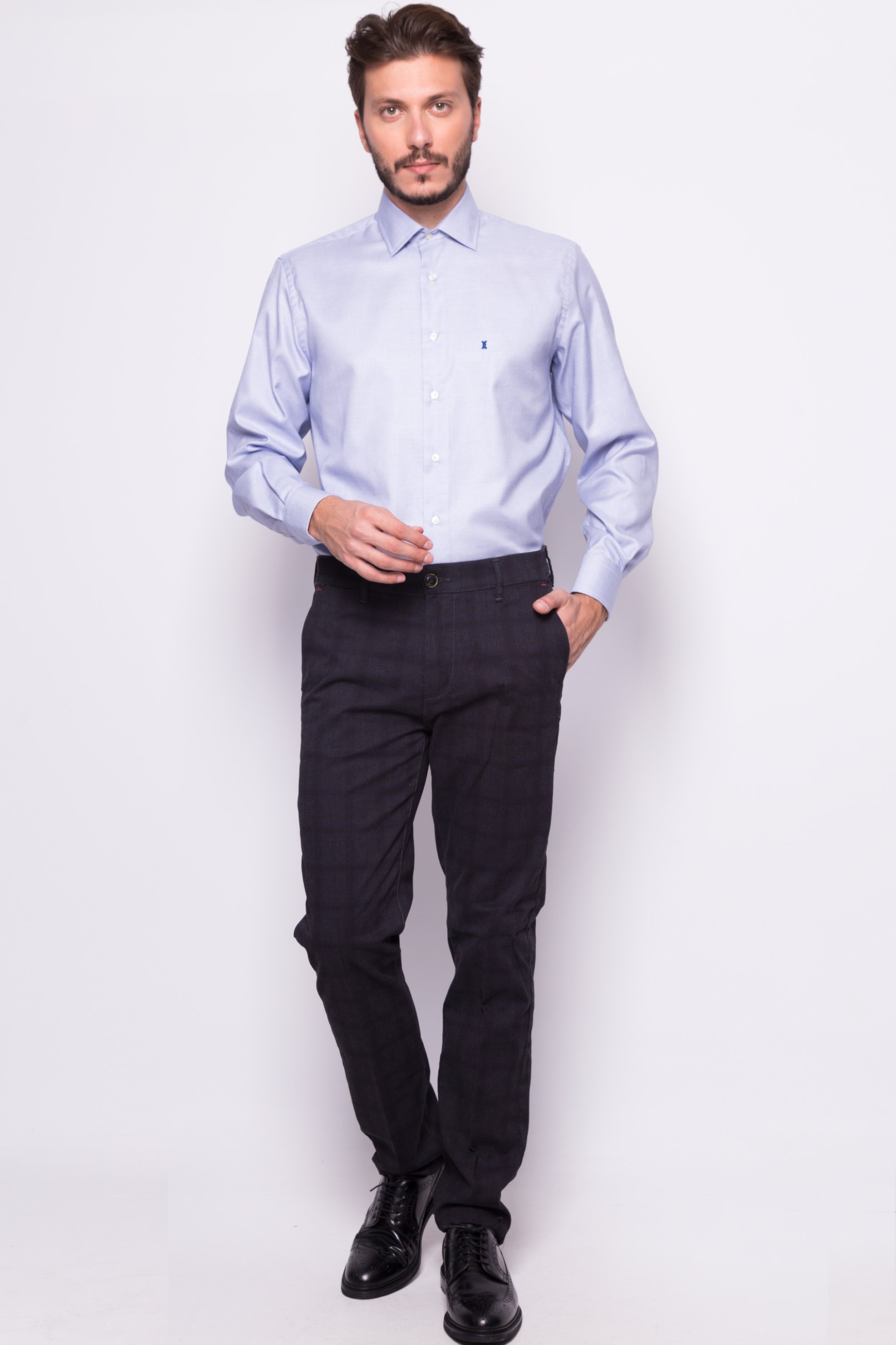 The Bostonians ανδρικό chino παντελόνι με καρό σχέδιο - CN5078639 Μπλε Σκούρο