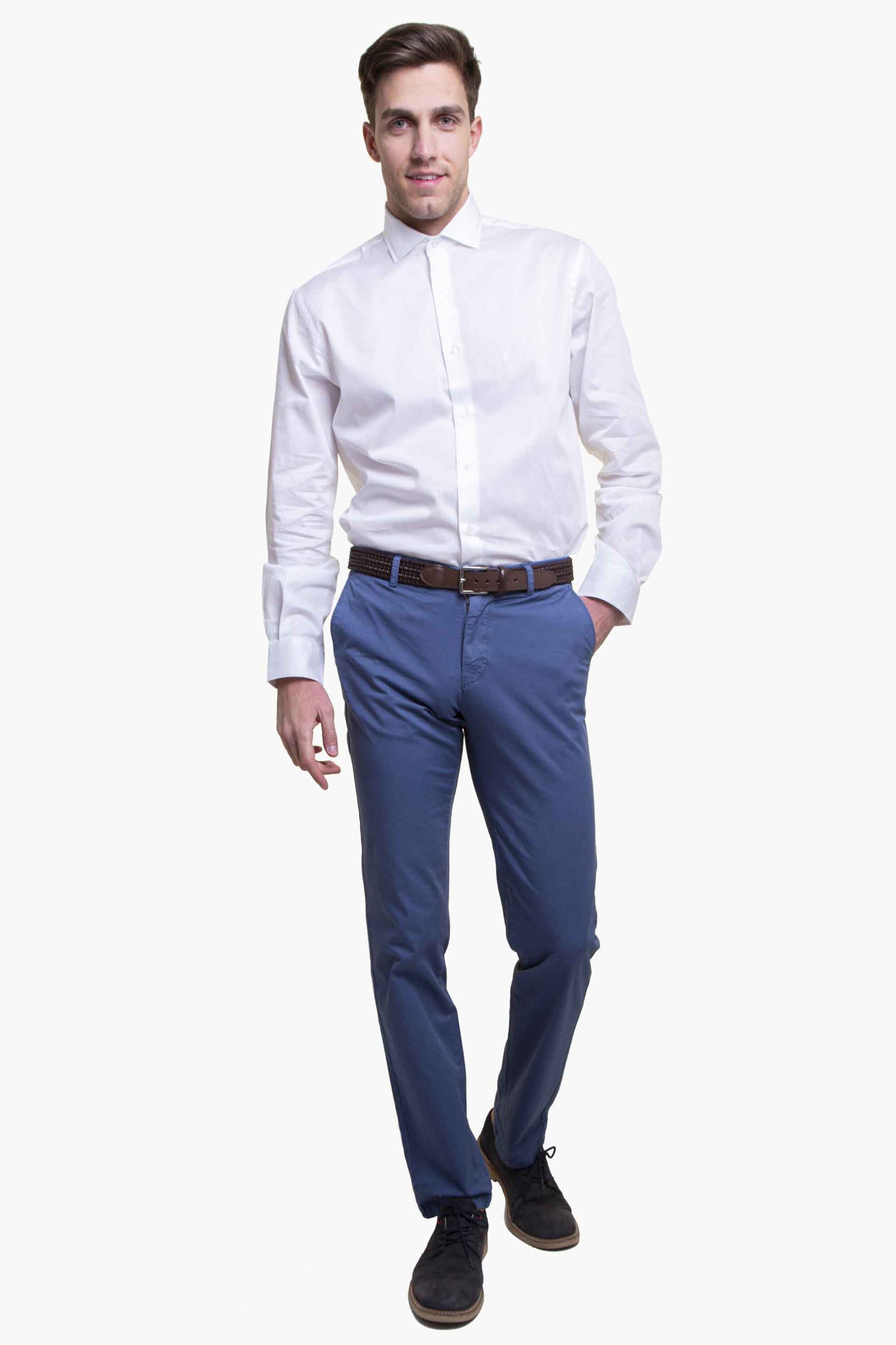 The Bostonians ανδρικό chino παντελόνι μονόχρωμο Slim Fit - CN620522 Μπλε Ραφ