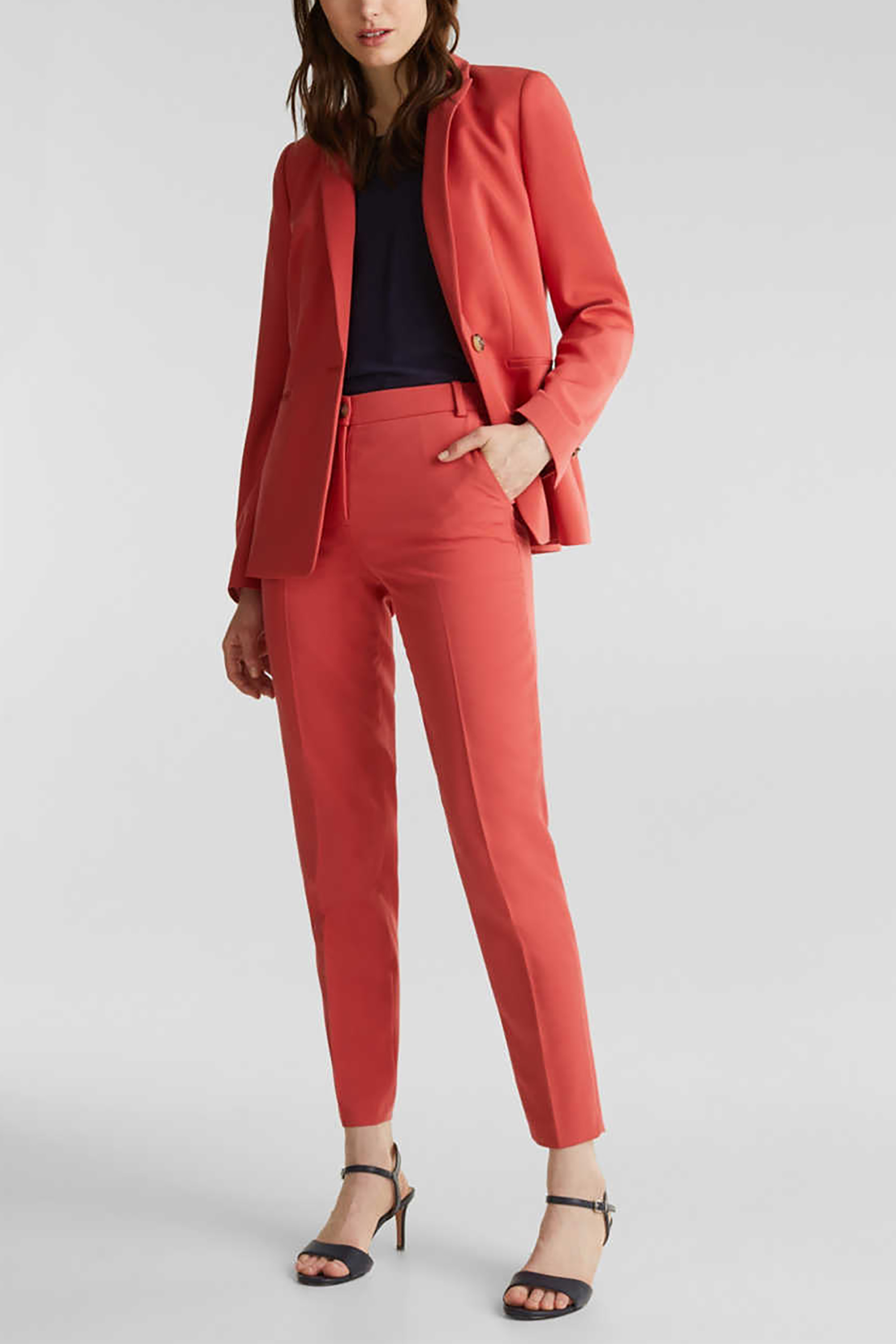Esprit γυναικείο παντελόνι cropped με πιέτες - 010EO1B307 Κοραλί φωτογραφία