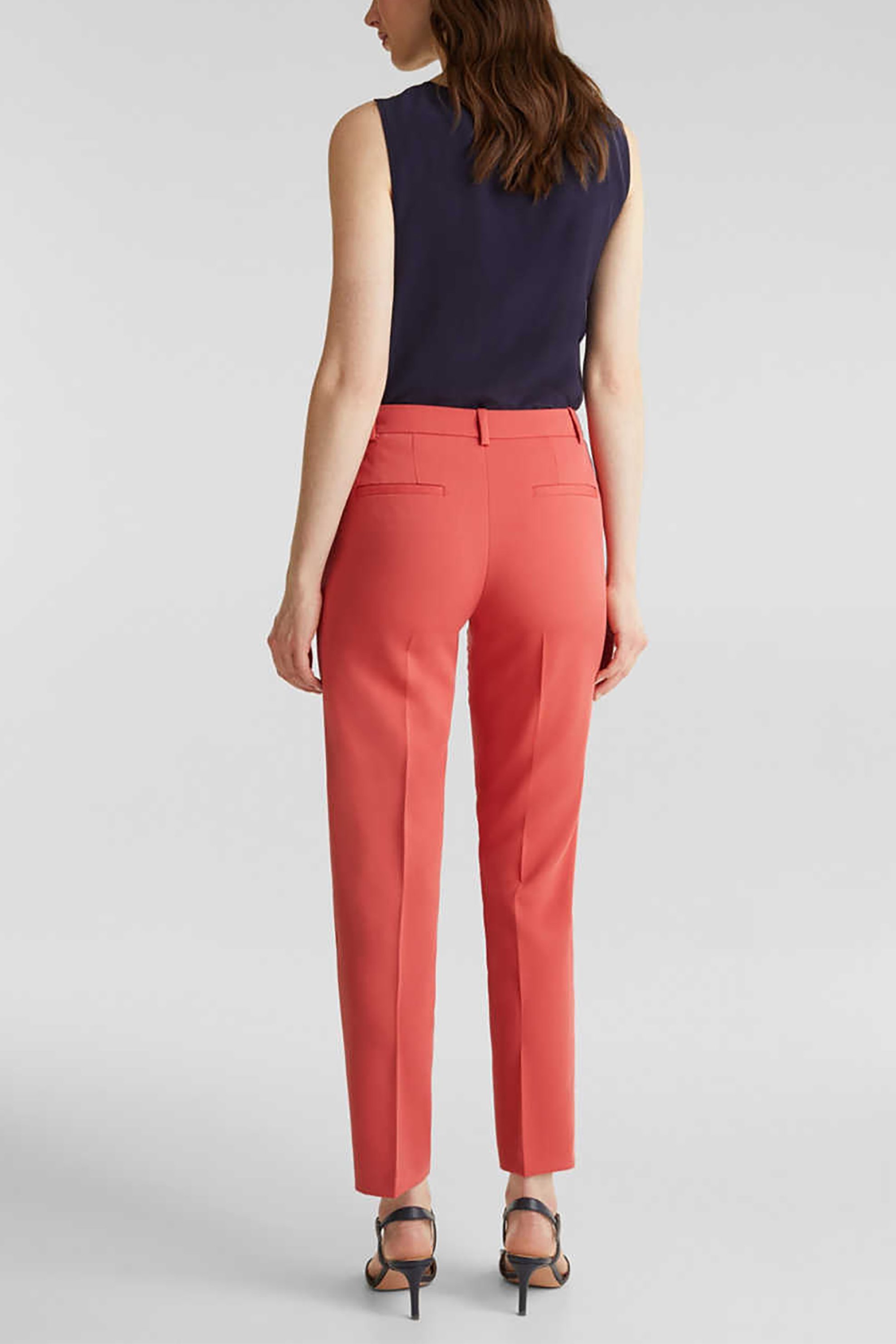 Esprit Γυναικείο Παντελόνι Cropped με Πιέτες - 010Eo1B307 Κοραλί