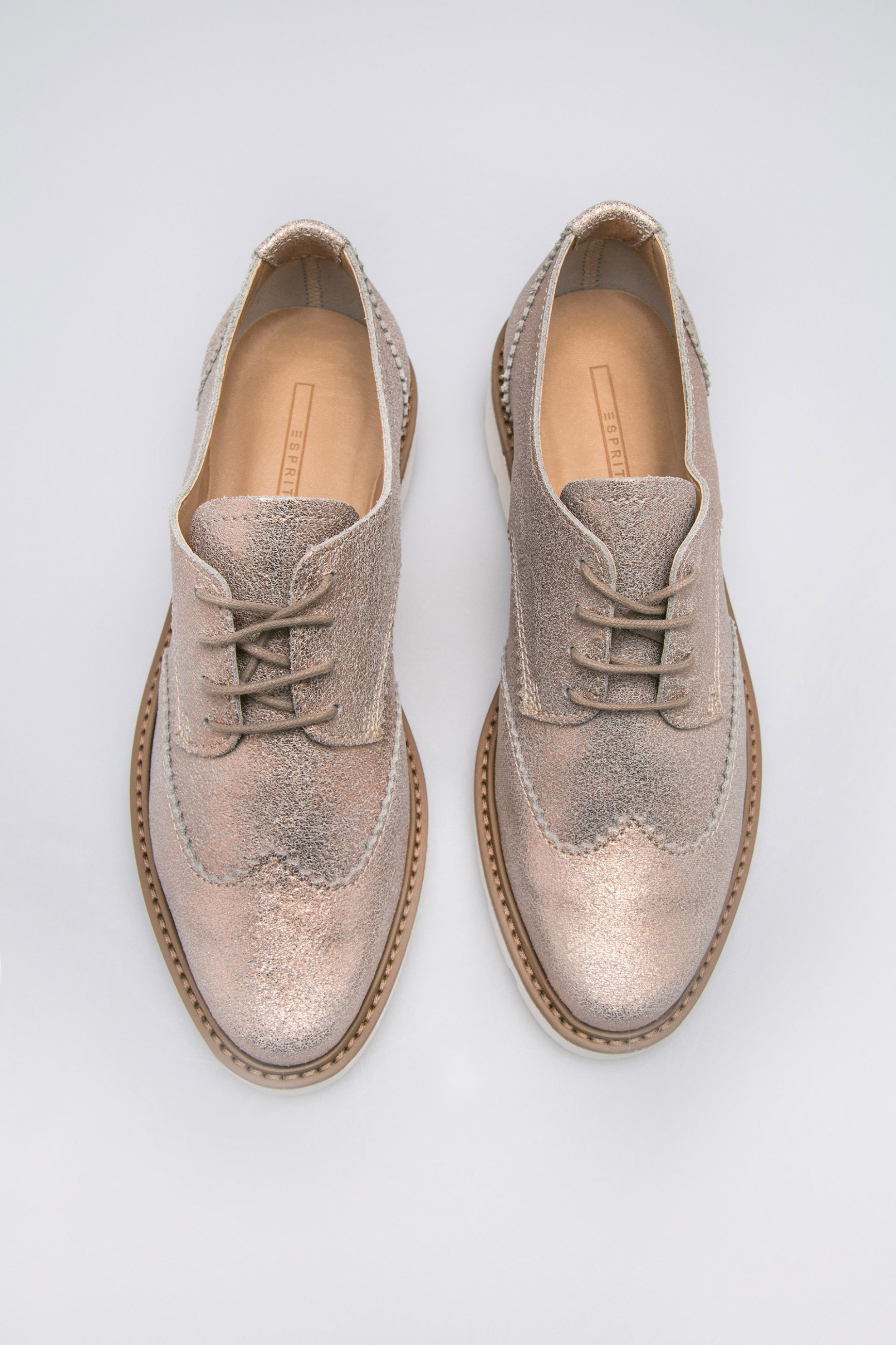 Esprit Γυναικεία Παπούτσια Oxford με Κορδόνια - 017Ek1W027 Μπρονζέ