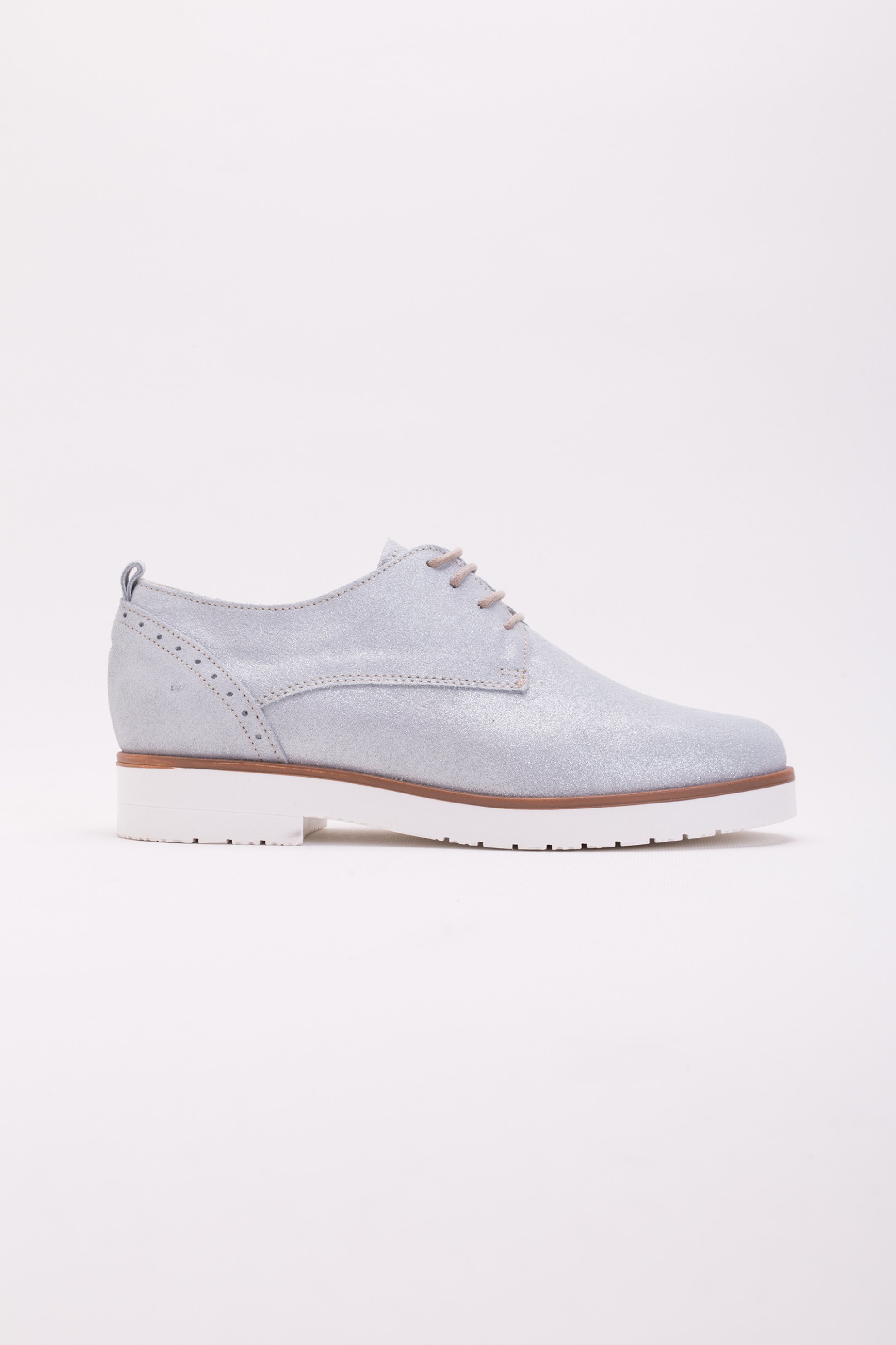 ESPRIT Esprit γυναικεία παπούτσια oxford με μεταλλιζέ χρώμα - 018EK1W018 Ασημί