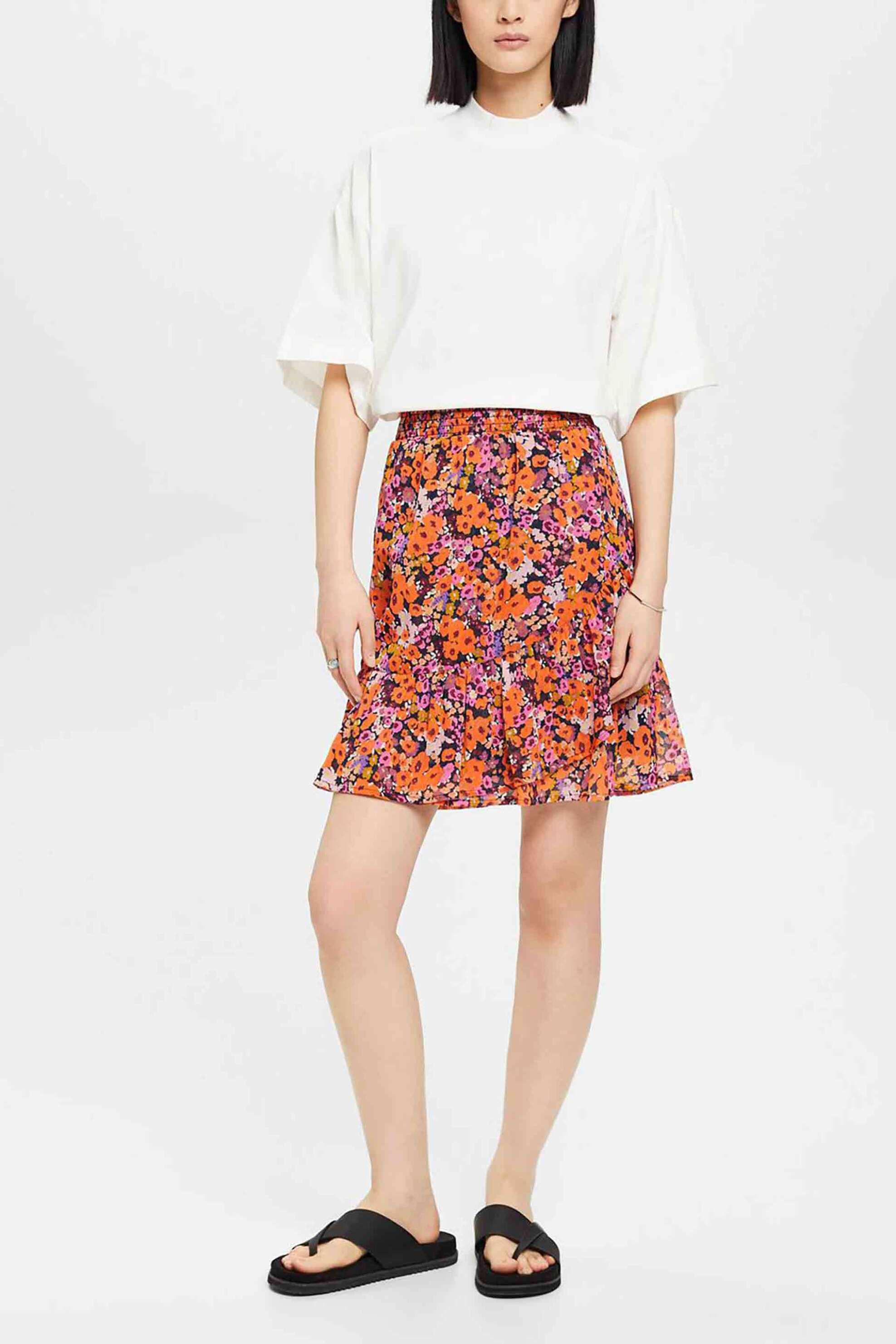 Esprit γυναικεία mini φούστα με floral print και διακοσμητικό βολάν στο τελείωμα | 40