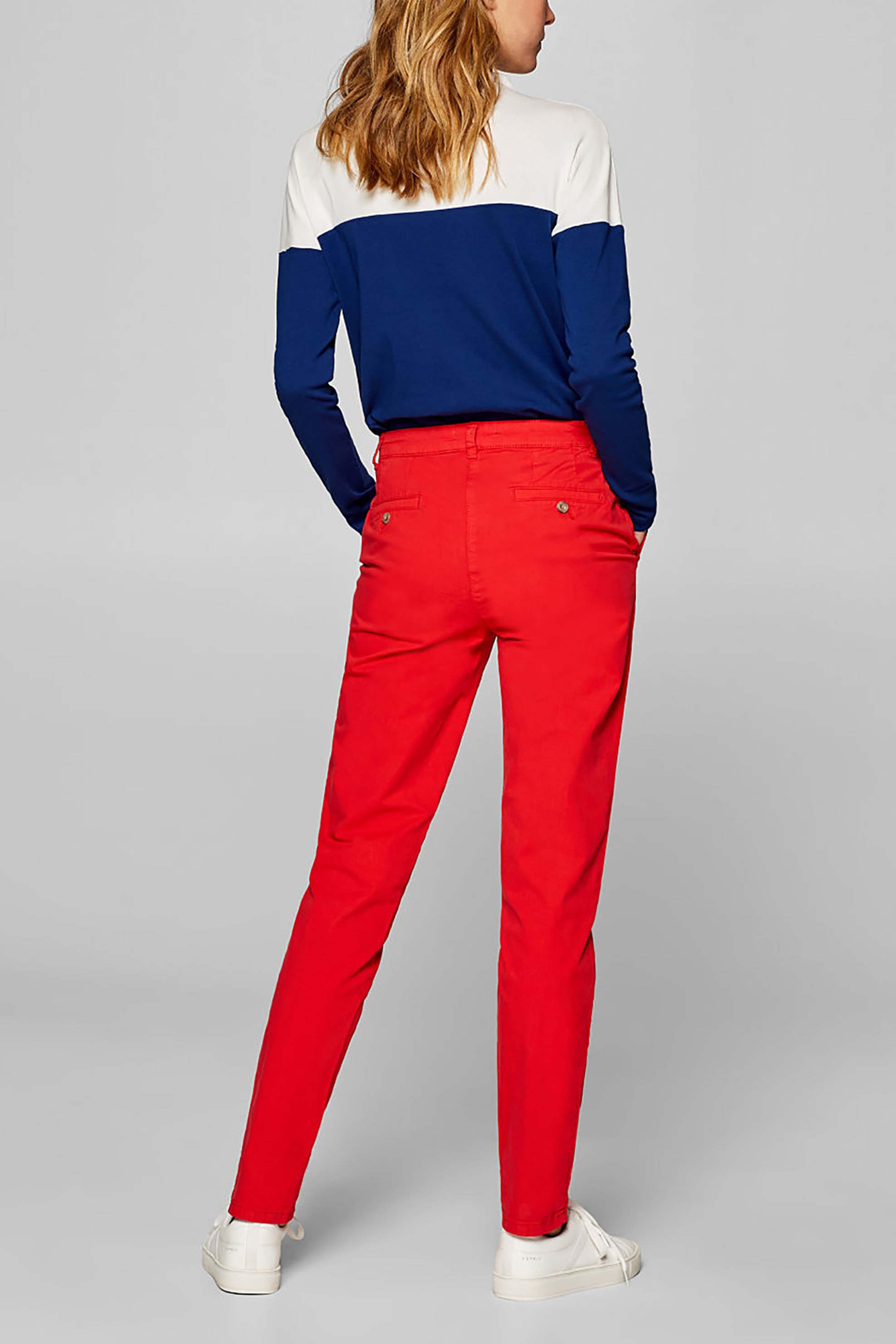 Esprit Γυναικείο Παντελόνι Chinos με Κορδόνι Στην Μέση - 029Ee1B032 Κόκκινο