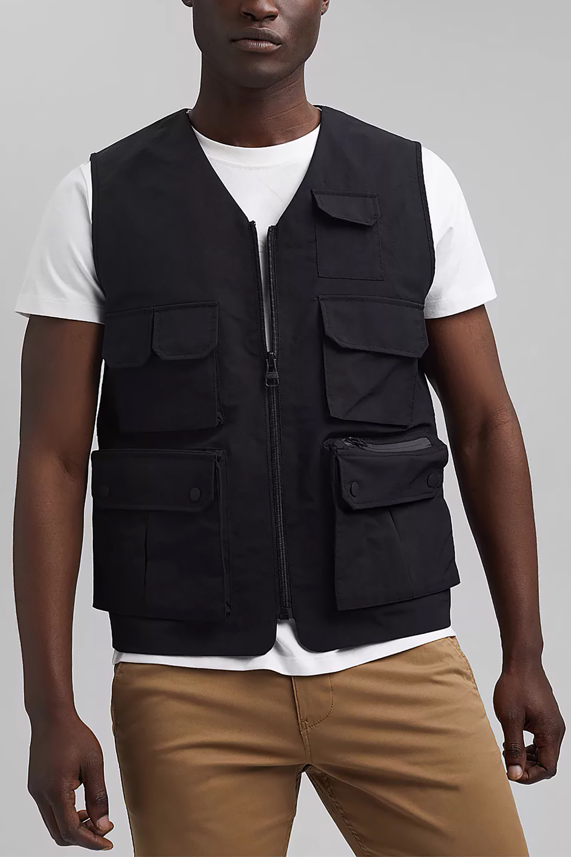 ESPRIT Esprit ανδρικό μπουφάν αμάνικο με flap τσέπες - 041EE2H302 Μαύρο