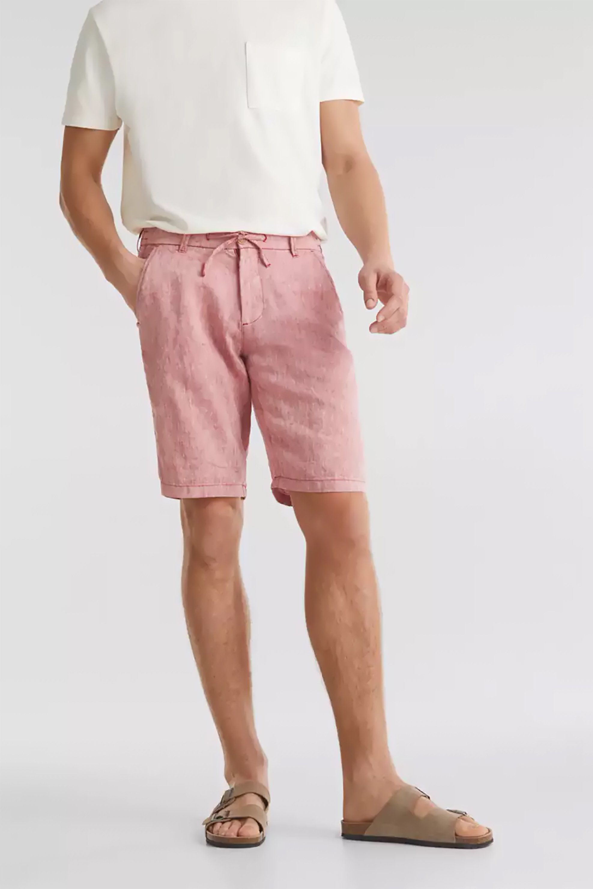 ESPRIT Esprit ανδρική μονόχρωμη λινή βερμούδα - 050EE2C306 Κόκκινο