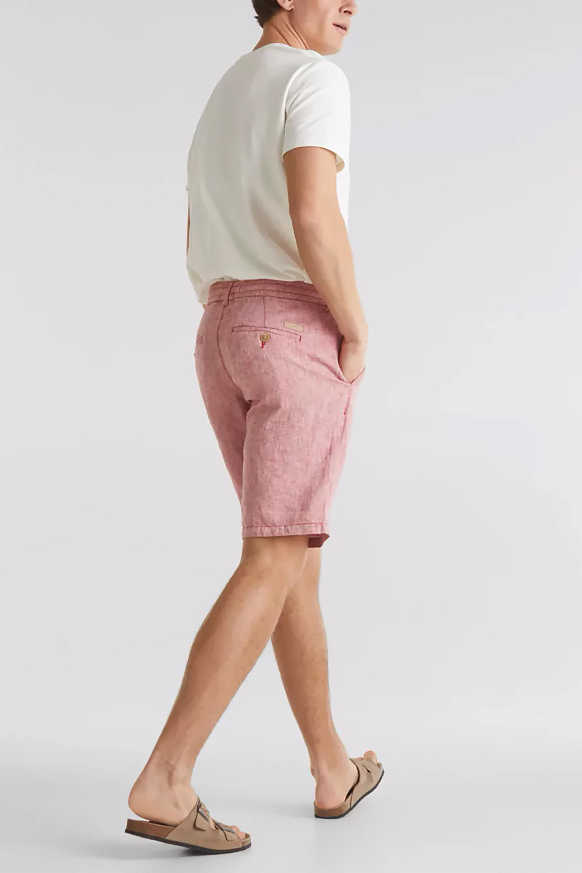 Esprit ανδρική μονόχρωμη λινή βερμούδα - 050EE2C306 Κόκκινο φωτογραφία